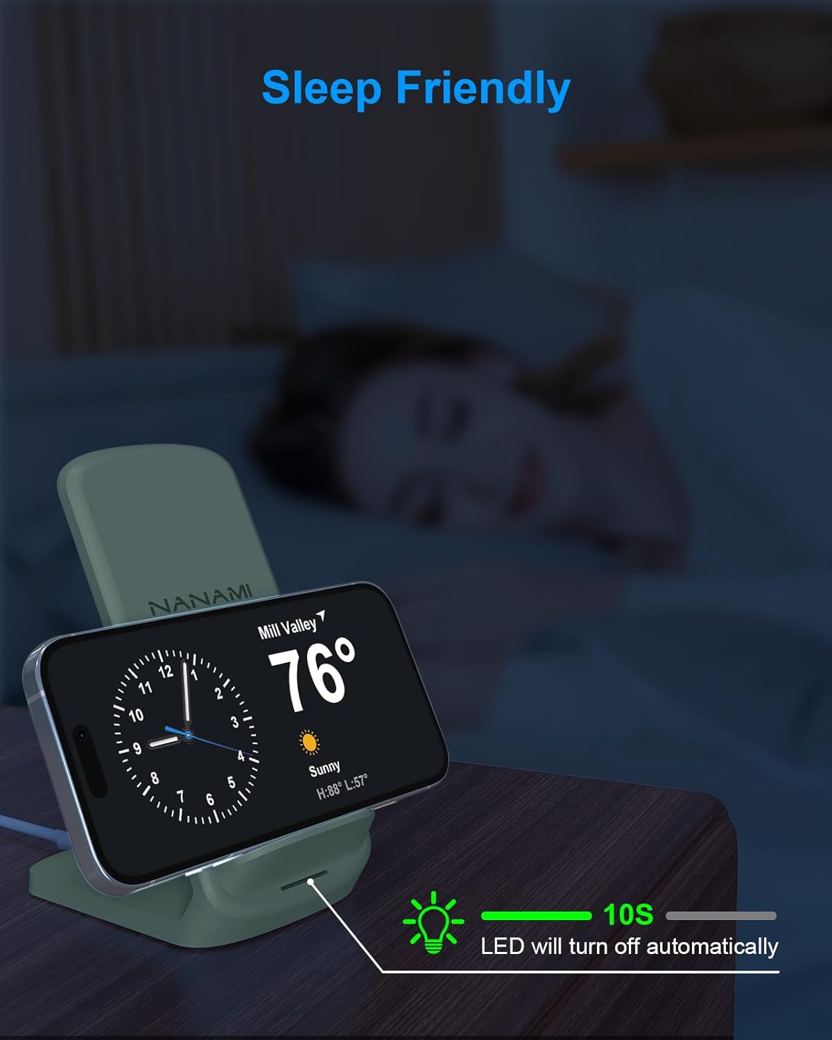 NANAMI Upgraded Fast Wireless Charger,Qi-Certified Wireless Charging Stand for Samsung Galaxy S24/S23/S22/S21/S20/S10/S9/Note 20 & Qi Phone Charger for iPhone 16/16 Plus/16 Pro/16 Pro Max/15/14/13/12