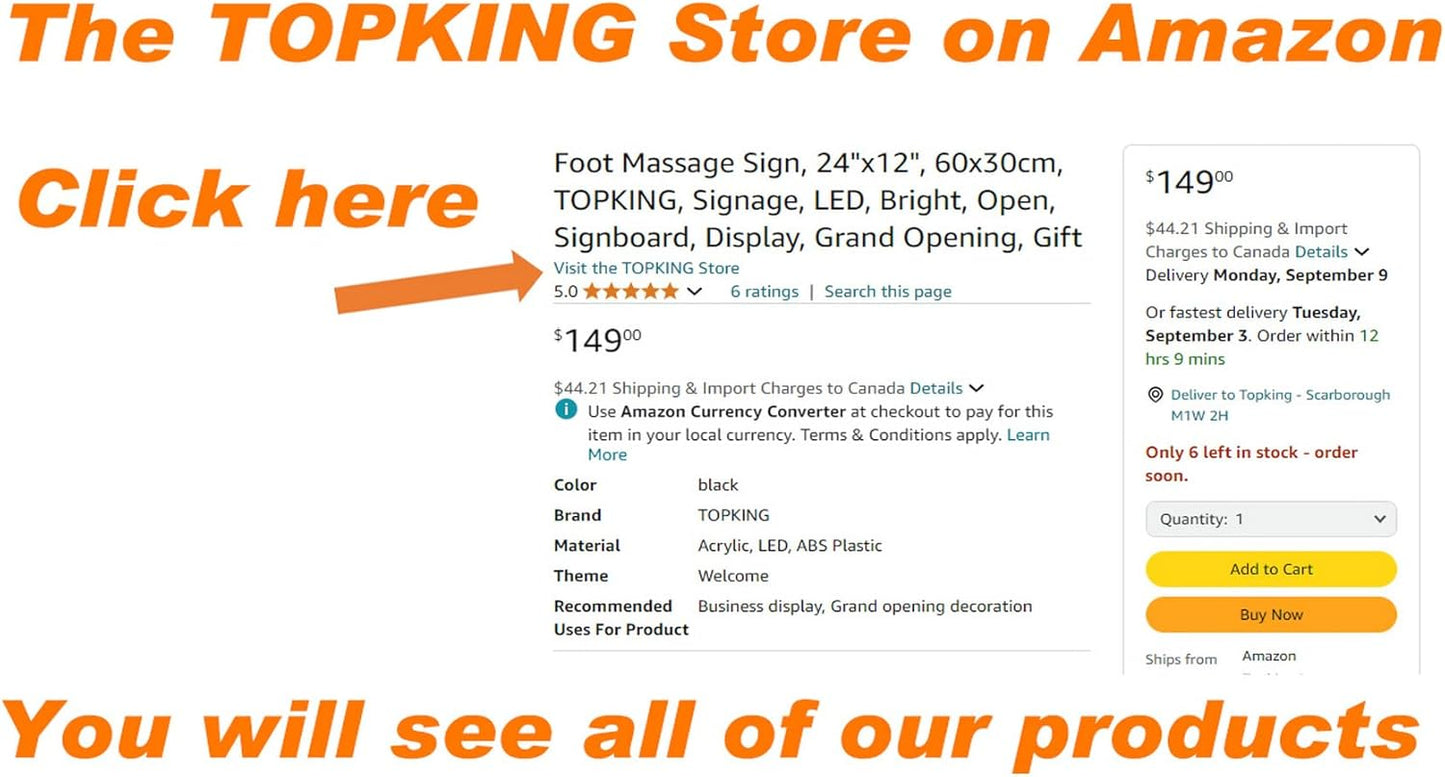 Open Closed Sign, Up-Down, 24"x12", 60x30cm, TOPKING, LED, Neon, Florescent, Signage, Signboard, Display, Billboard, Screen, Grand Opening, Gift