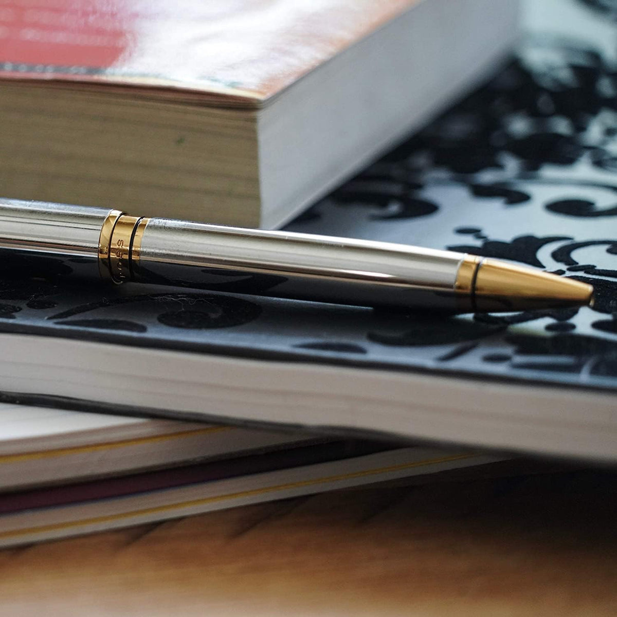 Cross Coventry Refillable Ballpoint Pen Presented in a Everyday Gift Box - Medium Point, Black Ink, Polished Chrome & Gold