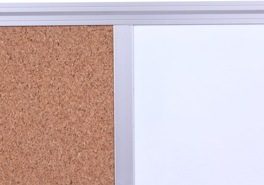 36" x 24" Cork & Dry Erase Board - Magnetic Whiteboard & Bulletin Board Combo - Wall Mount or Hanging for Office/Classroom/Home, Silver Frame