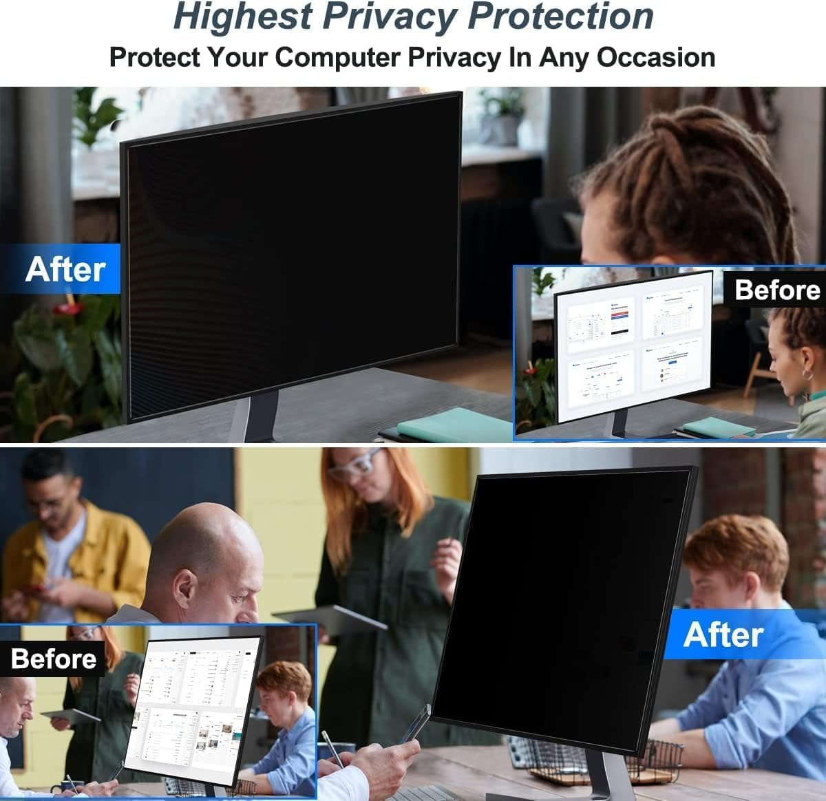 13.3 Inch 16:9 Computer Privacy Screen Filter for Monitor - Privacy Shield and Anti-Glare Protector