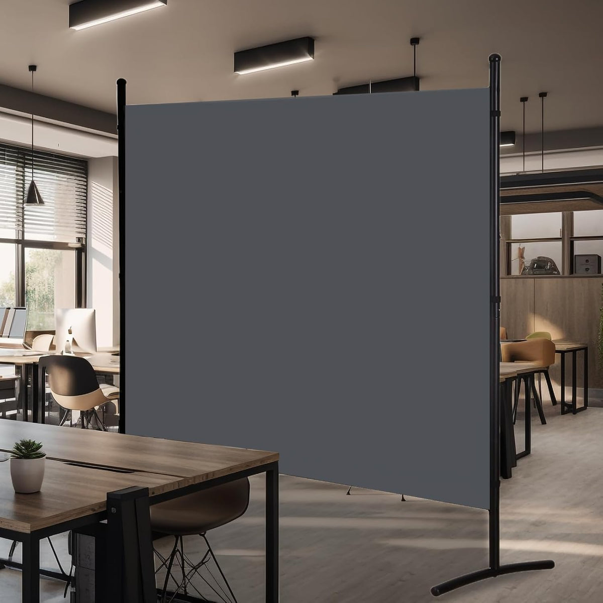 Single Panel Room Divider, Folding Privacy Screen Room Dividers for Office Home Dorm Separation, Freestanding Room Divider Screen Fabric Panel, Grey