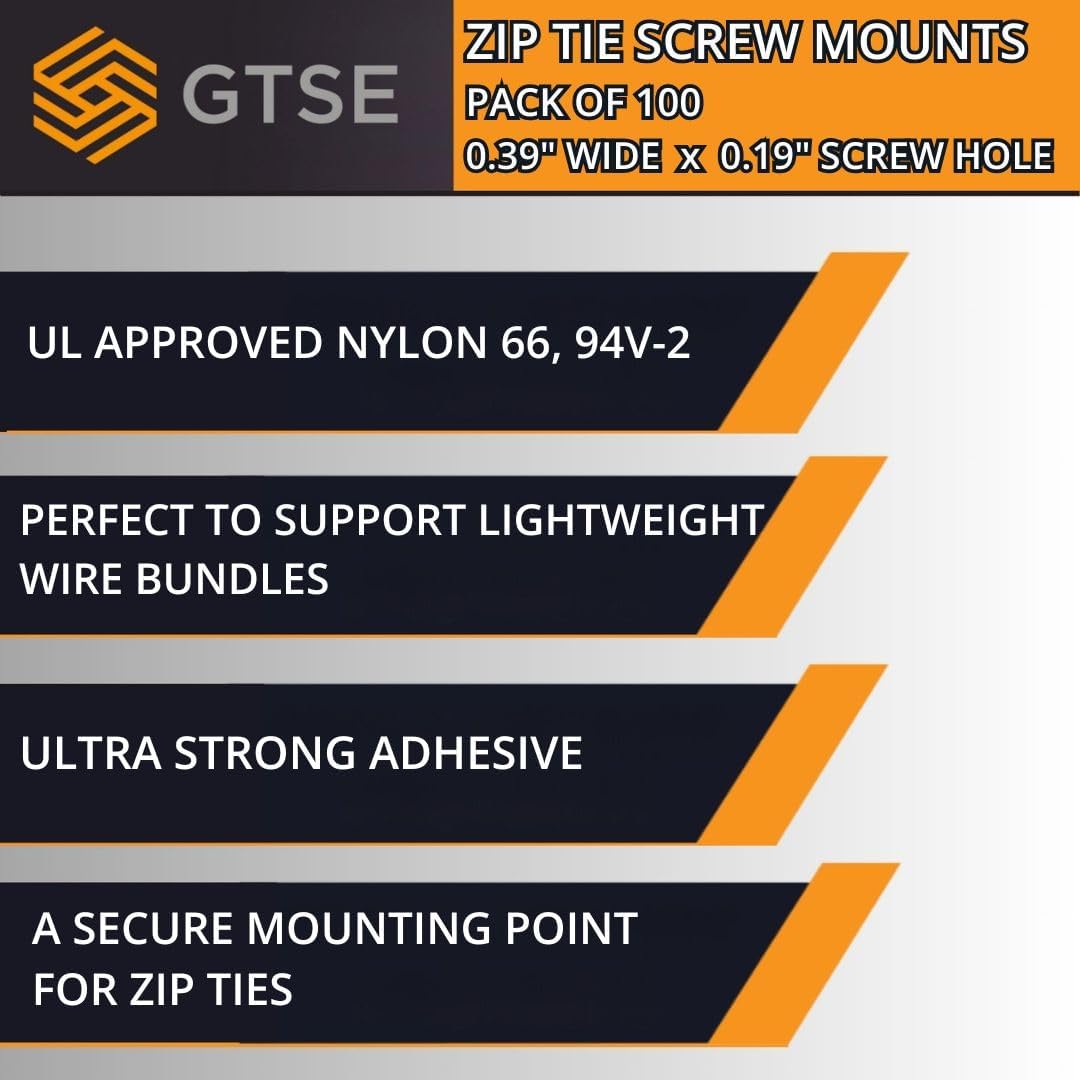 GTSE 100 Pack Of White/Clear Screw Mounts, Zip Ties Up To 0.35" Wide, Saddle Type Zip Tie Anchors