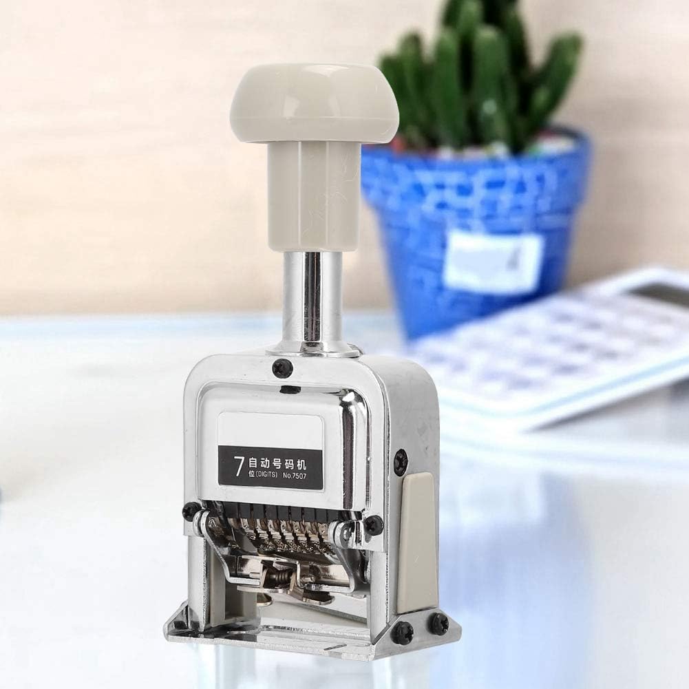 Auto Number Stamp,Numbering Stamp Automatic Bates Machine Numerator Machine,7 Digits,Stamps Print Kits,Numbering Machine Office Equipment School Supplies Automatic Transposition 7 Numder Seal