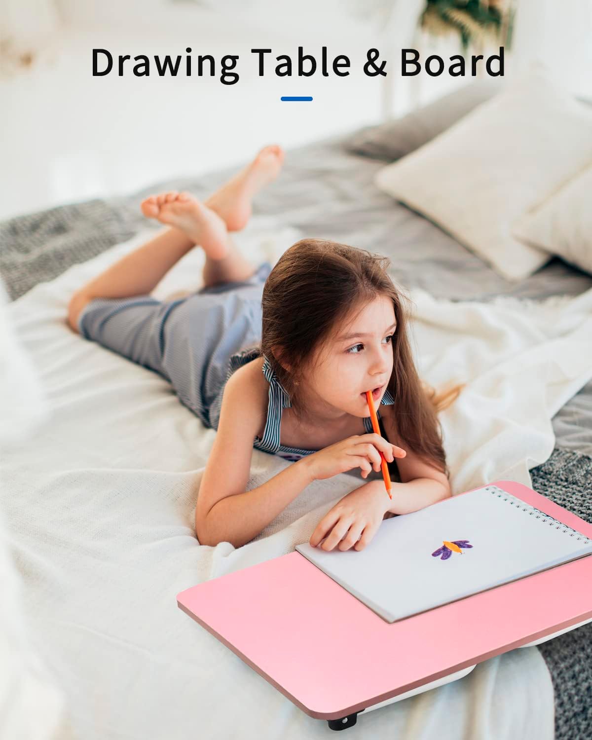 Ruxury Folding Lap Desk Laptop Stand Bed Desk Table Tray, Breakfast Serving Tray, Portable & Lightweight Mini Table for Sofa Couch Floor - - Pink