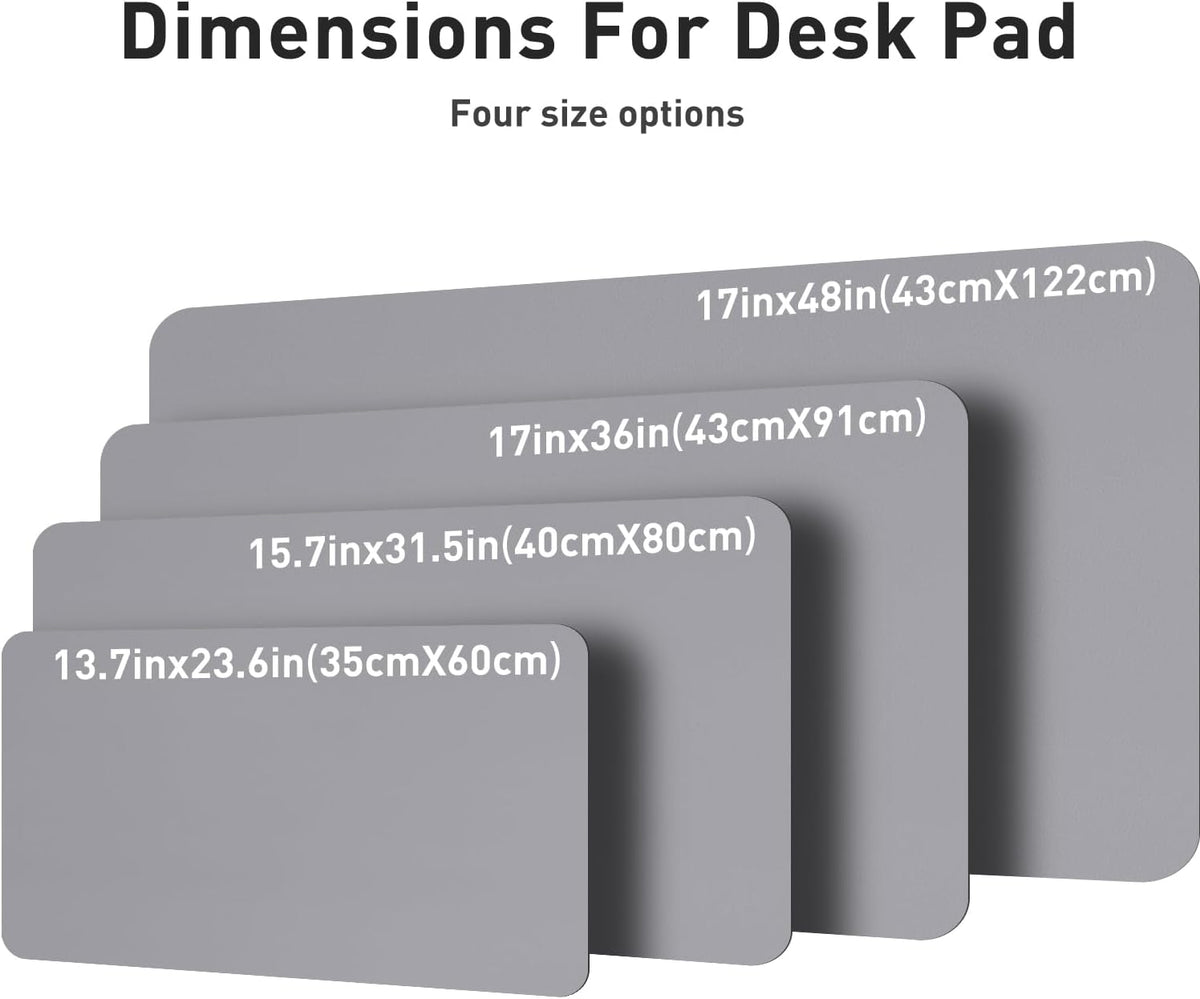 Aothia Leather Desk Pad Protector, Mouse Pad, Office Desk Mat, Non-Slip PU Leather Desk Blotter, Laptop Desk Pad, Waterproof Desk Writing Pad for Office and Home (36" x 17", Light Grey)