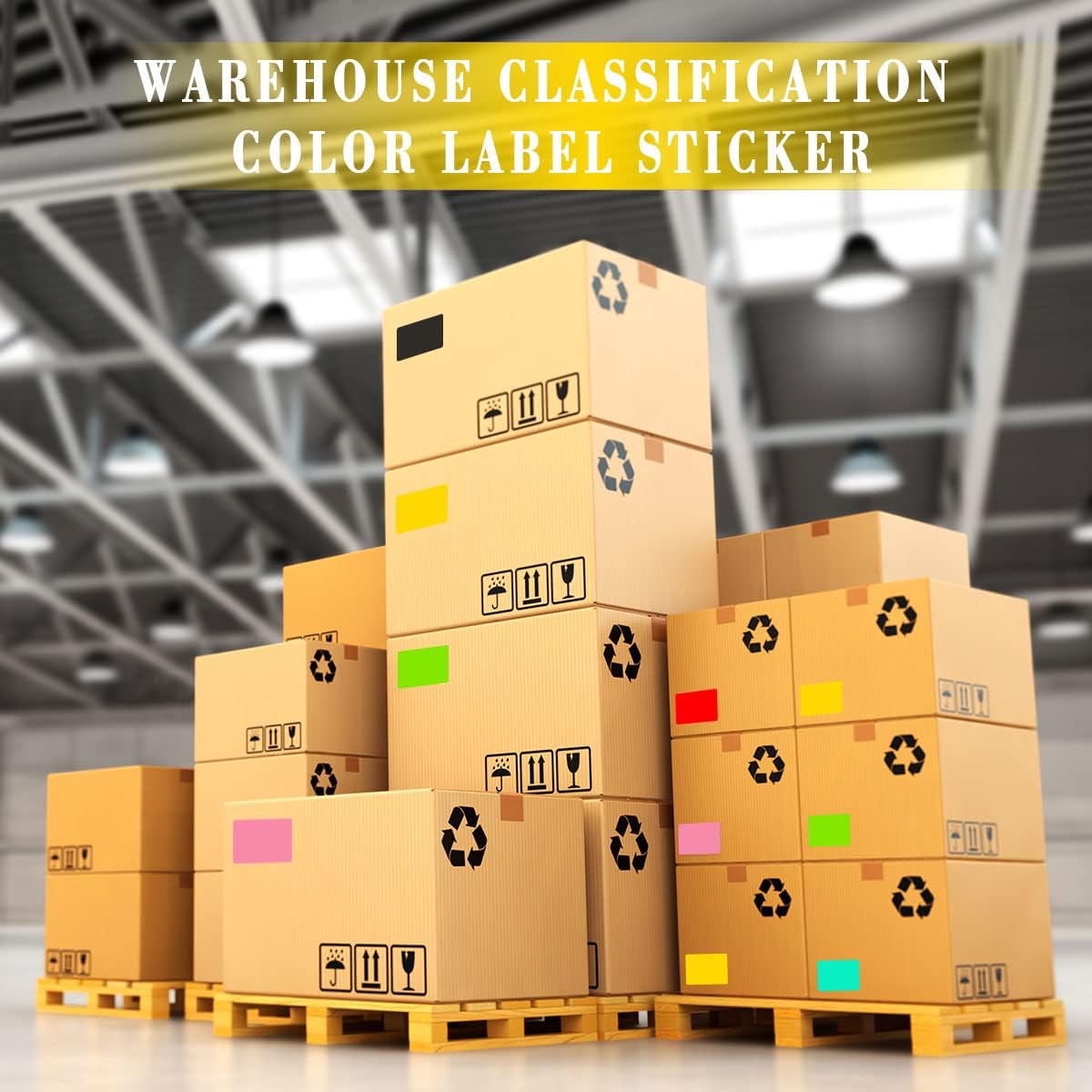 PARLAIM Large 3 X 5 inch Square Color-Coding Stickers, Rectangular Yellow Color Code Inventory Labels 250pcs per Dispenser Box for Warehouse Box Tags