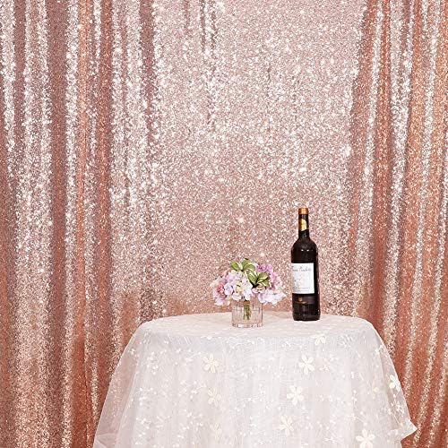 Eternal Beauty Rose Gold Sequin Backdrop, 5x7 Ft Glitter Background Curtains for Shimmer Photography Party Wedding Birthday Back Drop Decor