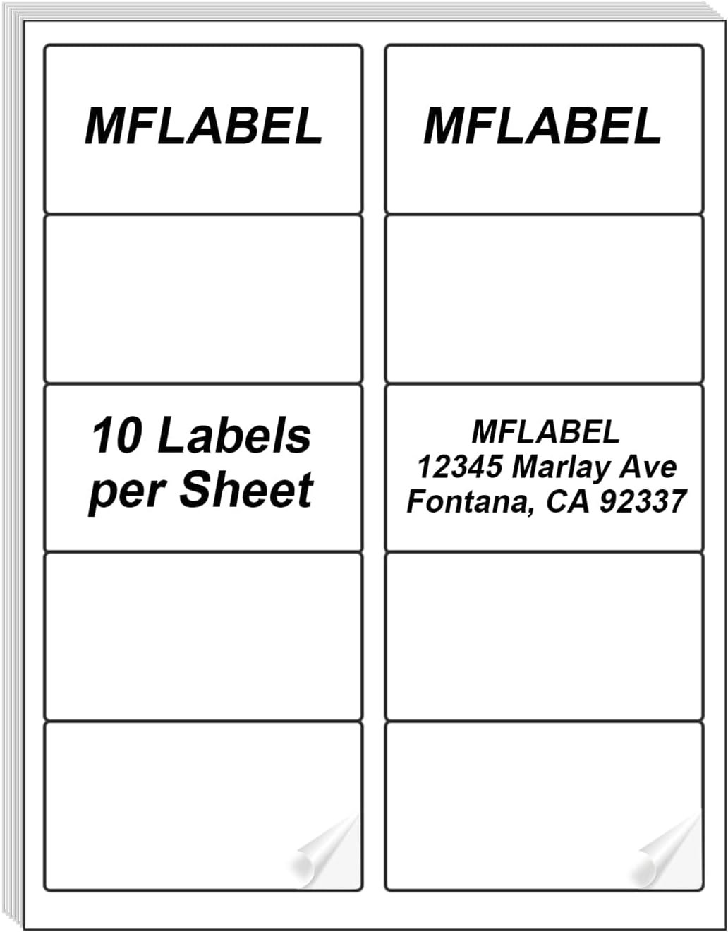 MFLABEL 2x4 Label, 10-UP Shipping Address Sticker, 50000 Labels,5000 Sheets for Printer, Internet Mailing Shipping Labels, 2" x 4" FBA Label for Laser/Inkjet Printer