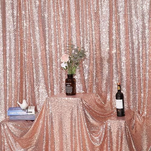 Eternal Beauty Rose Gold Sequin Backdrop, 6x8 Ft Glitter Background Curtains for Shimmer Photography Party Wedding Birthday Back Drop Decor