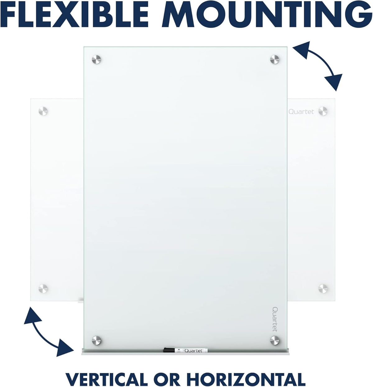 Quartet Whiteboard, Glass Dry Erase Board, Non-Magnetic, 48"W x 36"H, Infinity Frameless Mounting, White Surface, Accessory Tray, and 1 Dry Erase Marker (G4836NMW)