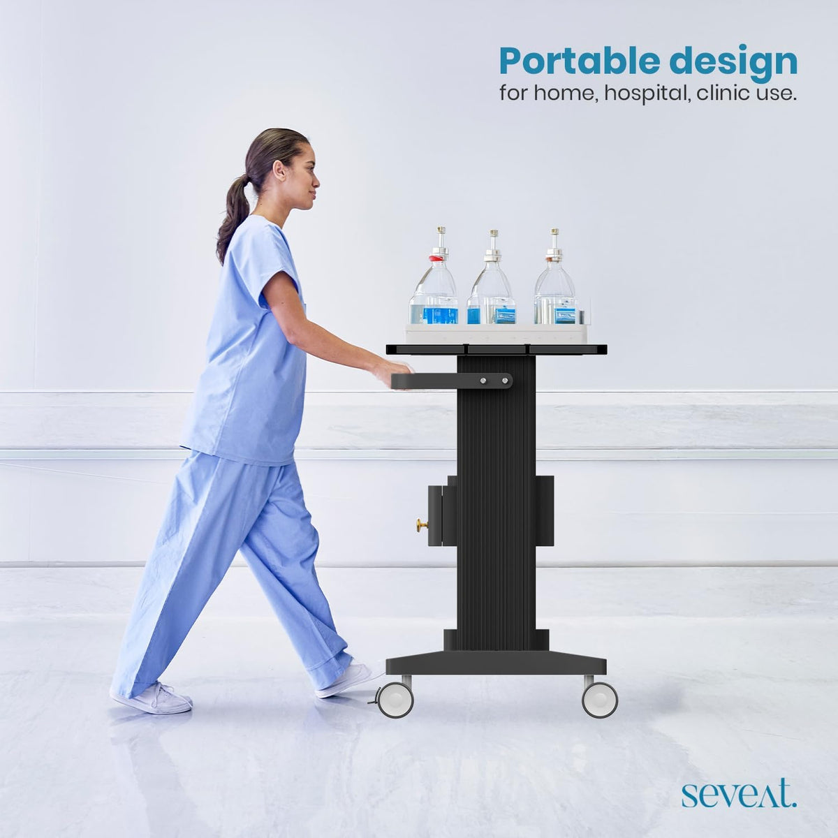 Professional Medical Cart with Drawers, 3 Tier, 198 Lbs Capacity, Portable Rolling Trolley for Home, Spa, Hospital, Office, Clinic (Black)