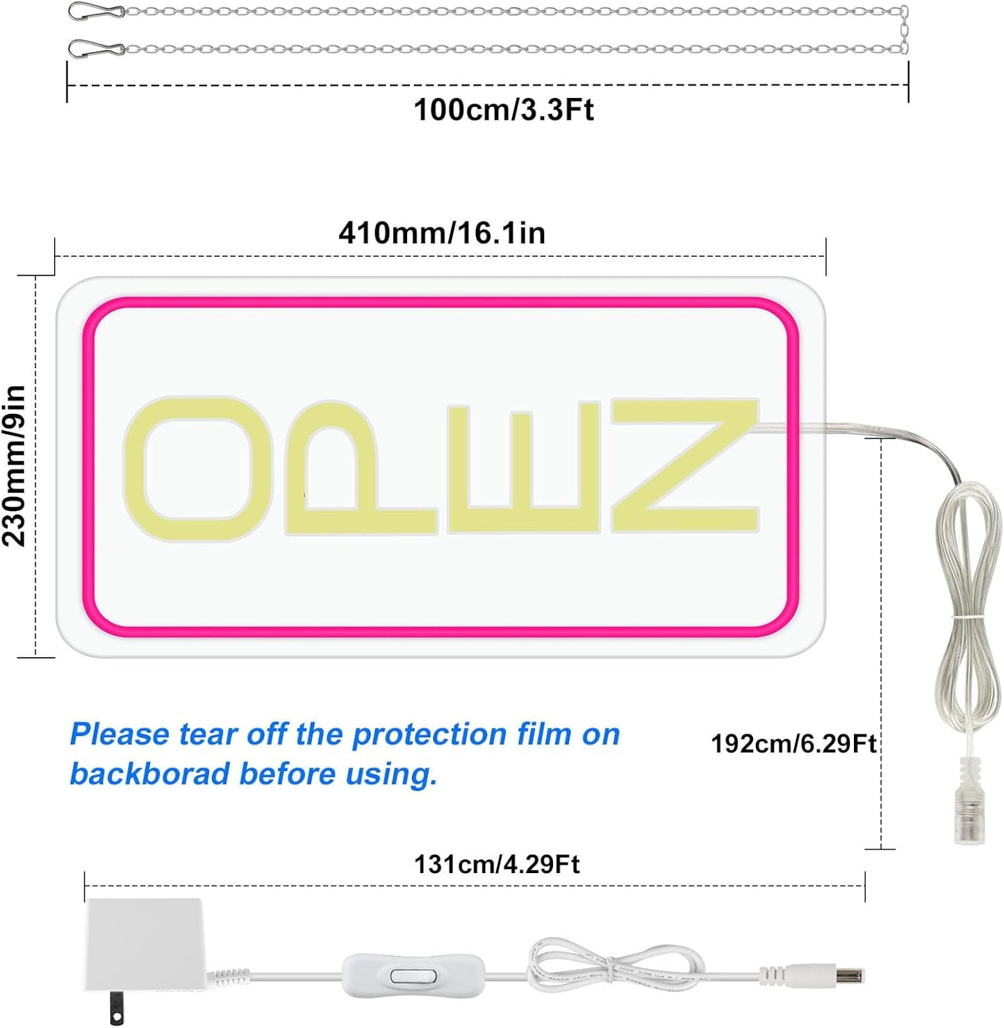 Neon Open Signs for Business, 16''x 9'' LED Open Sign, Super Bright Open Neon Sign (Pink&White), with ON/OFF Switch & Adapter, Neon Light Up Sign for Window Party Wall Door Coffee Club Hotel, Vertical