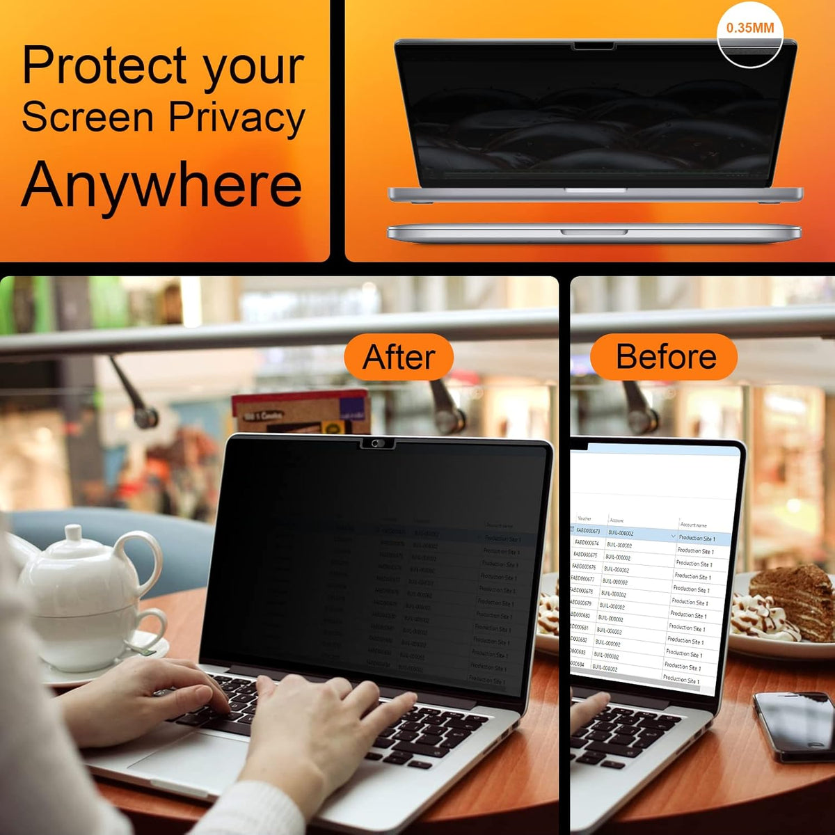 Privacy Screen MacBook Pro 16 Inch 2021-2024 (M1-M2-M3-M4,), Magnetic Removable Anti Blue Light Glare Filter Privacy Screen Protector