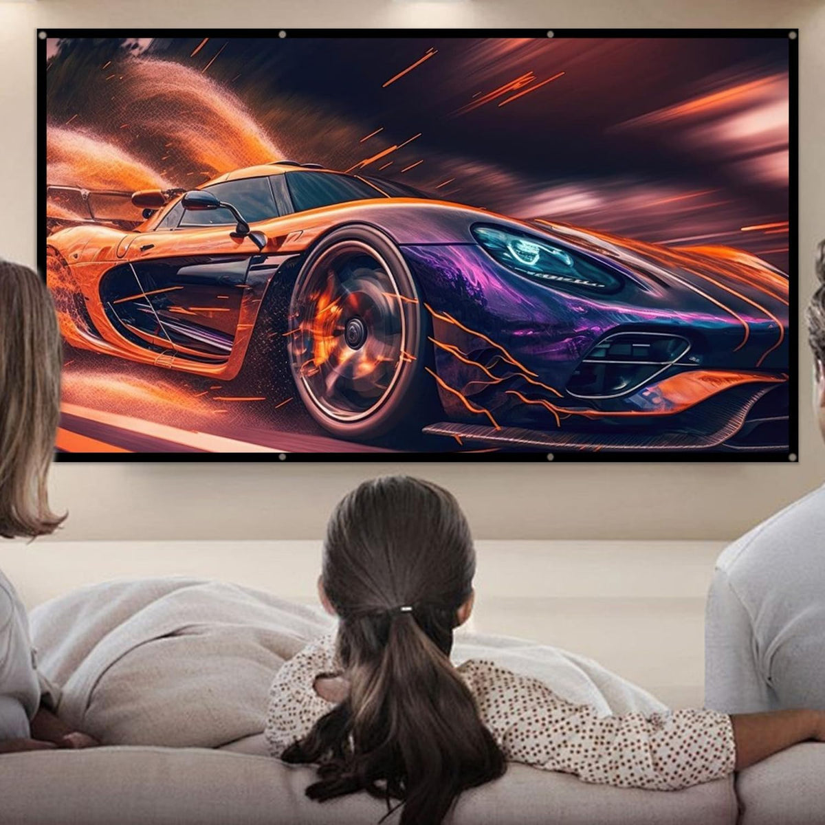 100 Inch Portable Projector Screen Outdoor: 4K HD Anti-Crease Foldable Indoor Hanging Wall Home Theater Screen