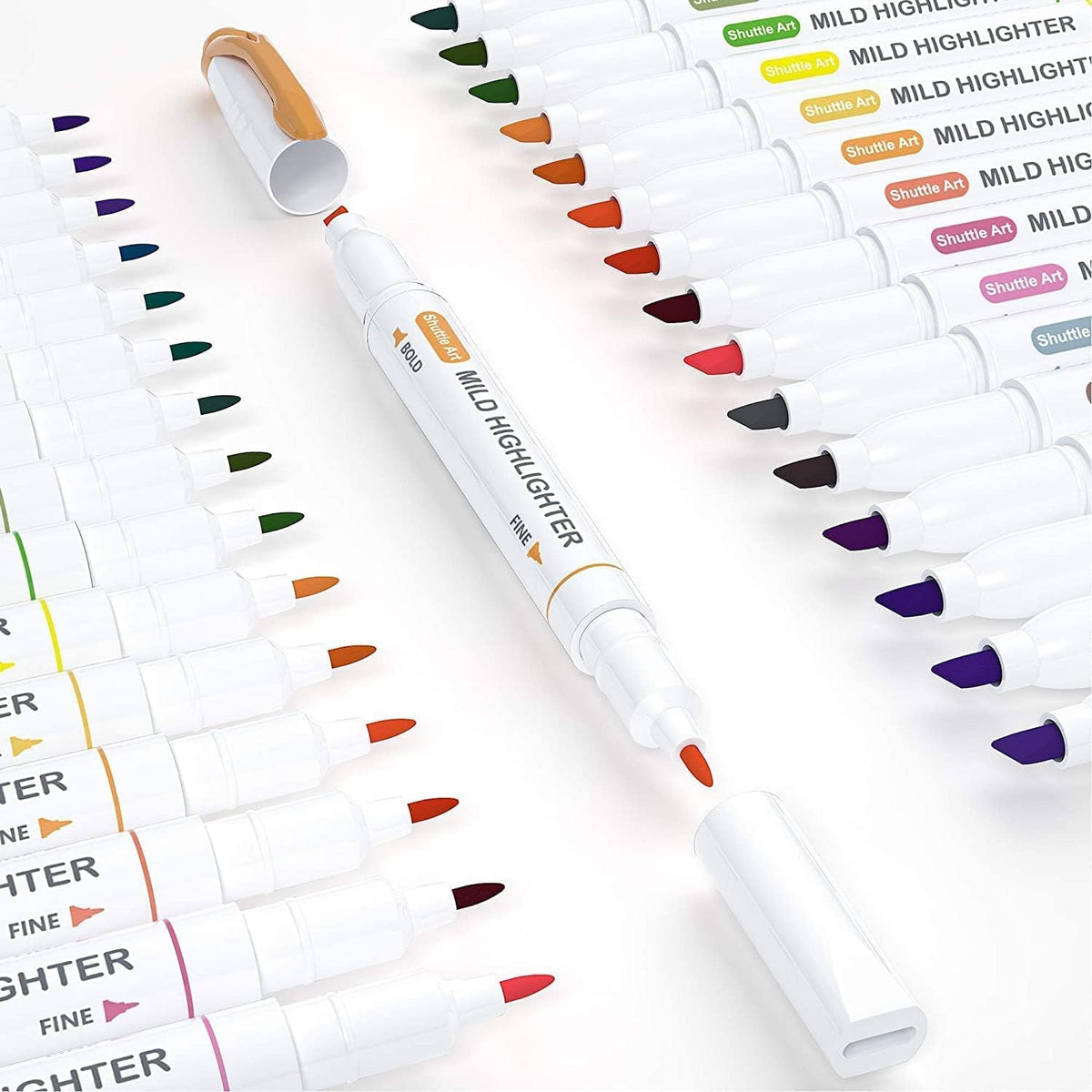 Shuttle Art 30 Colors Highlighters, Pastel Highlighter Pens Assorted Colors, Dual Tip Mild Color Highlighter Markers, Perfect for Teens, Kids and Adults Coloring, Underlining, Highlighting