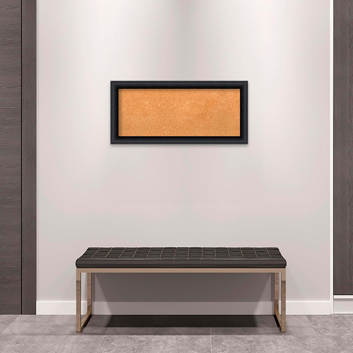 Amanti Art Natural Cork Board for Wall, 15x33 Vision Board with Black Wood Frame, Medium Corkboard Office Decor for Home Organization, Modern Contemporary Corkboard Pinboard to display items for home