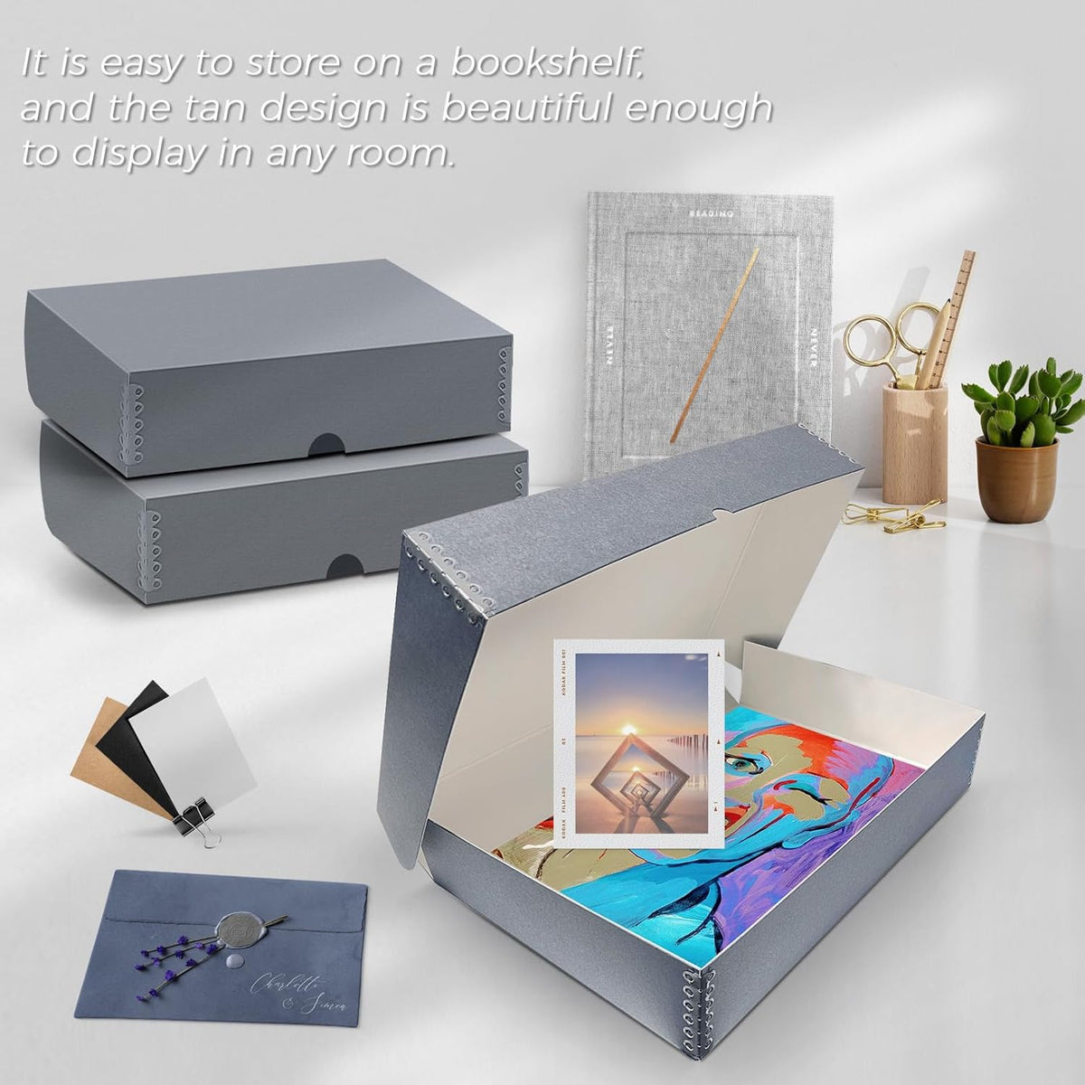 Lineco, 11x17 Clamshell Archival Folio Storage Box, 3" Deep, Acid-Free with Metal Edge Preservation Box. Preserves Picture Magazines Longevity, Organize Photos or Documents, Artwork, DIY