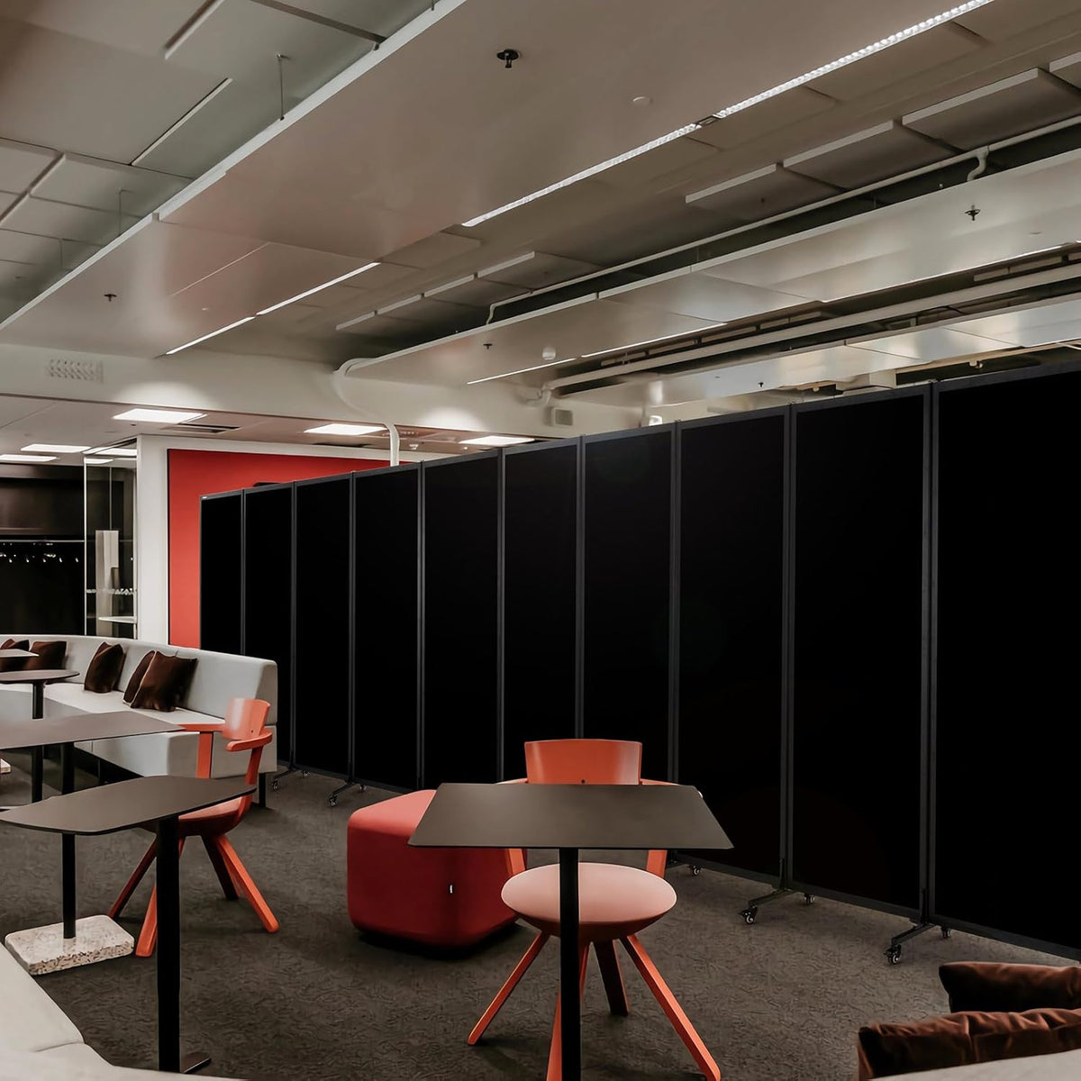 Upgrade Version Room Partition and Divider, Freestanding Rolling Dividers with Wheels,Office Privacy Screen Divider Wall,Classroom Felt Dividers,10'6"L* 6'7"H,5 Panel,Black