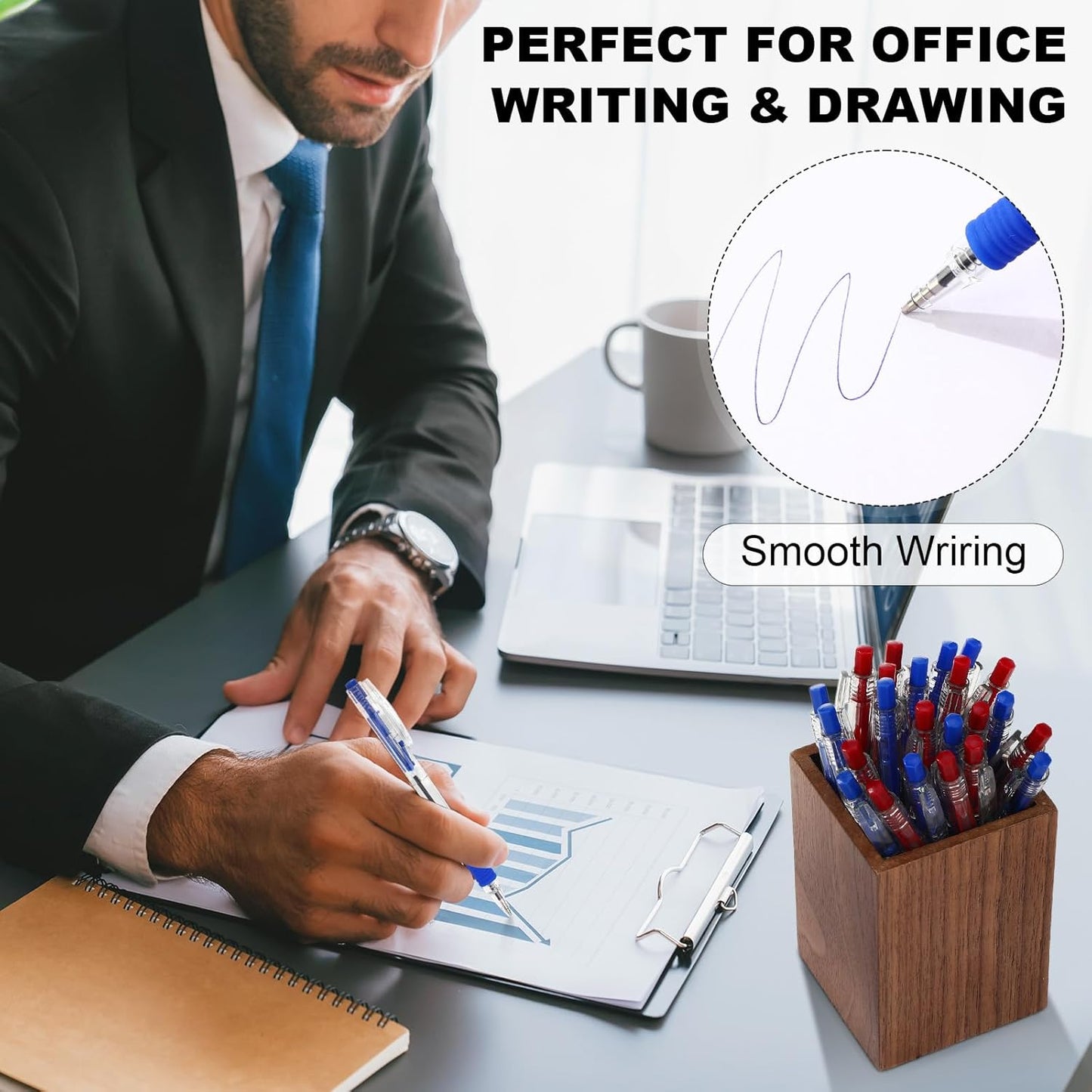 200 Pack Blue Gel Ink Pens Bulk, 1.0mm Retractable Click Point Ballpoint Pens Smooth Writing with Comfortable Grip for Back to School Office Classroom Business Home Work Supplies