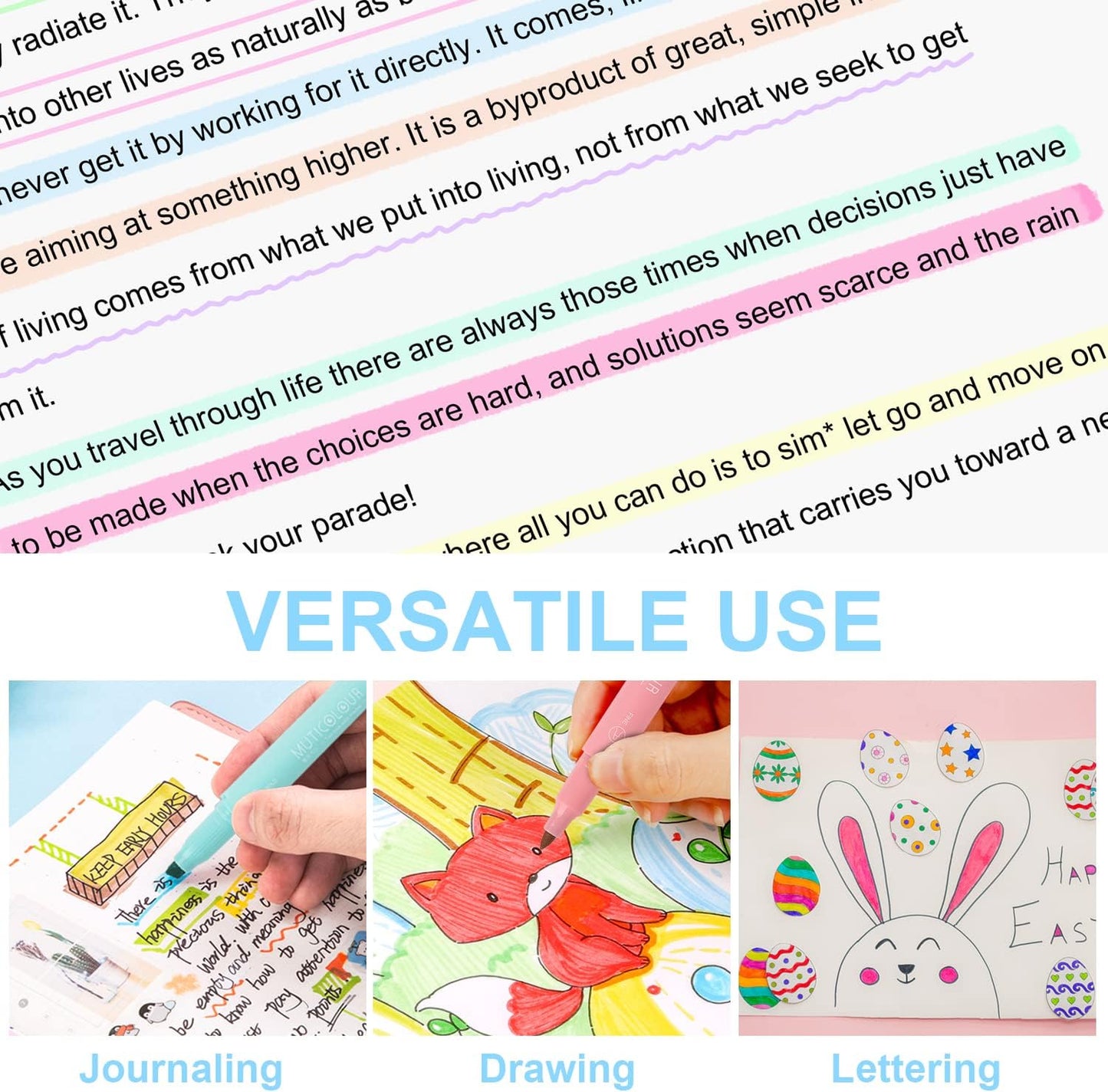 YOOUSOO Pastel Highlighters, 24 Pack, Dual Tip, Assorted Colors, Fast Dry, Highlighter Pastel, Set, Bible Journaling Highlighter, Marker, Colored School Supplies