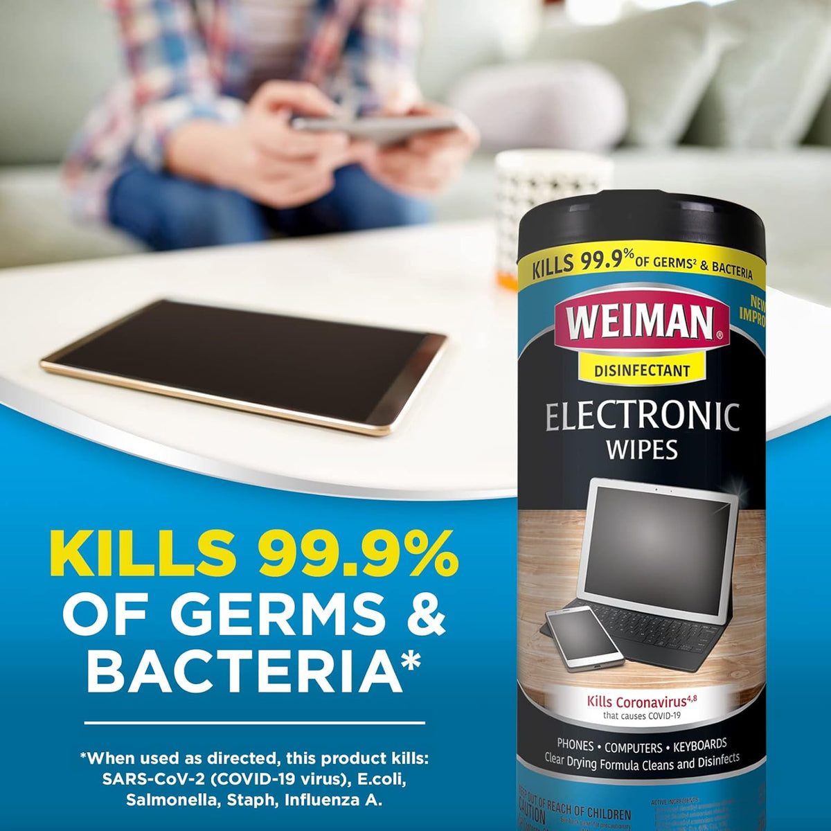 Weiman Electronic Screen Cleaner Wipes - 4 Pack Clean Your Laptop, Computer, TV, and All Electronic Equipment - Electronic Wipes - 30 Count
