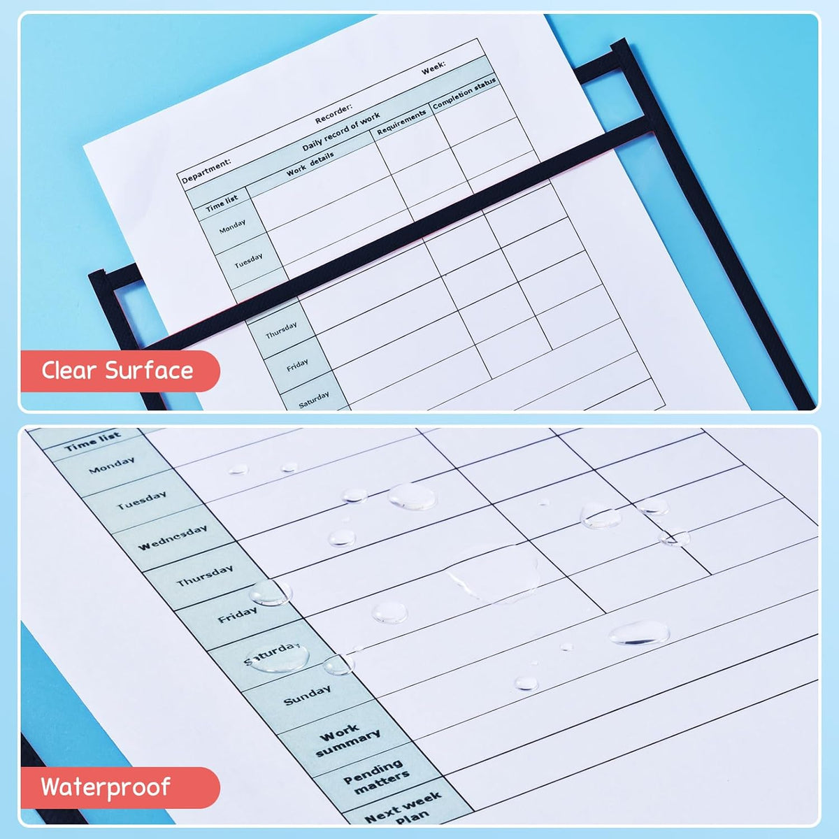 Gamenote Dry Erase Pockets 30 Pack with Rings, Oversized Reusable Plastic Sleeves Shop Ticket Holders Sheet Protectors Teacher Supplies Organization for Classroom Must Have (Black)