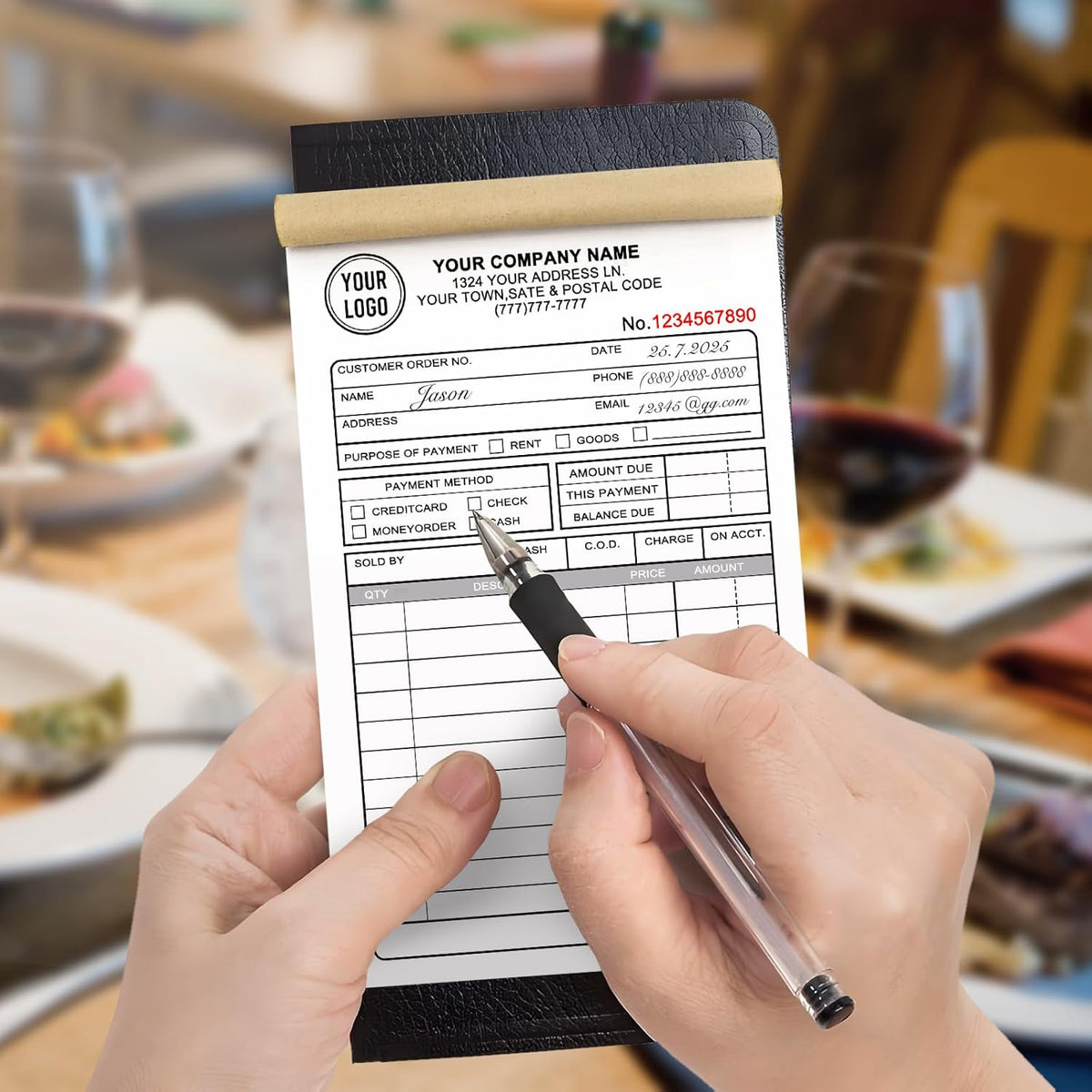 Custom Invoice Receipt Book for Small Business 8.5x11" Personalized 2-Part Contractor Duplicate Carbonless Sales Forms with Company Name Address Phone Number 100 Sets