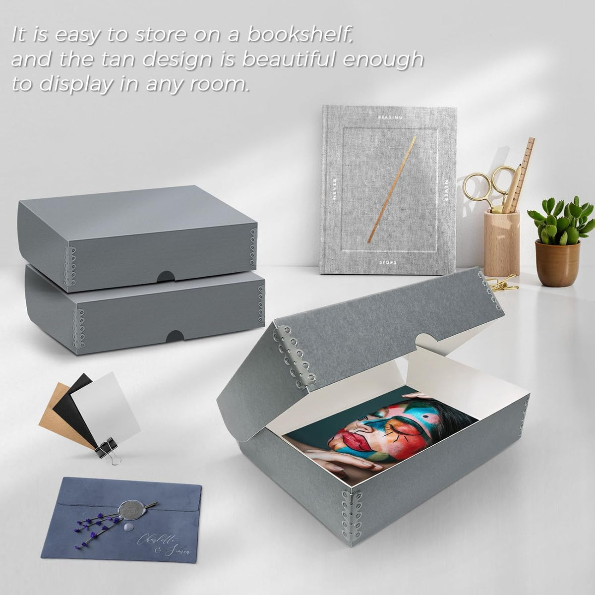 Lineco, 9x12 Clamshell Archival Folio Storage Box, 3" Deep, Acid-Free with Metal Edge Preservation Box. Preserves Picture Magazines Longevity, Organize Photos or Documents, Artwork, DIY, Pack of 2