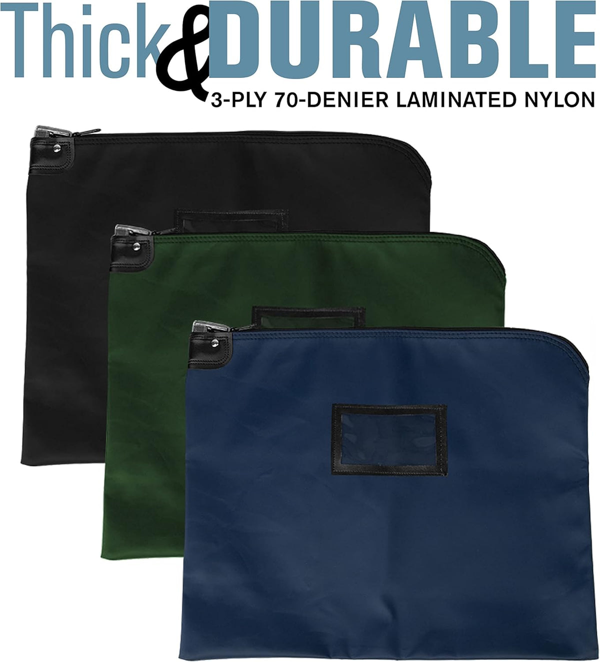 BankSupplies HIPAA Locking Courier Bags | Navy Blue | 19W x 15H | Durable Laminated Nylon Fabric | Metal Pop Up Lock | For Money, Coins, Currency, Checks & Documents