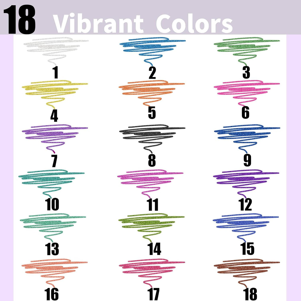 Glitter Pens 18 Colors with 18 Extra Refills, Retractable Metallic Colored Gel Pens for Adult, Vibrant Sparkle Glitter Gel Pens Suitable for Coloring Books Doodling Drawing Journaling