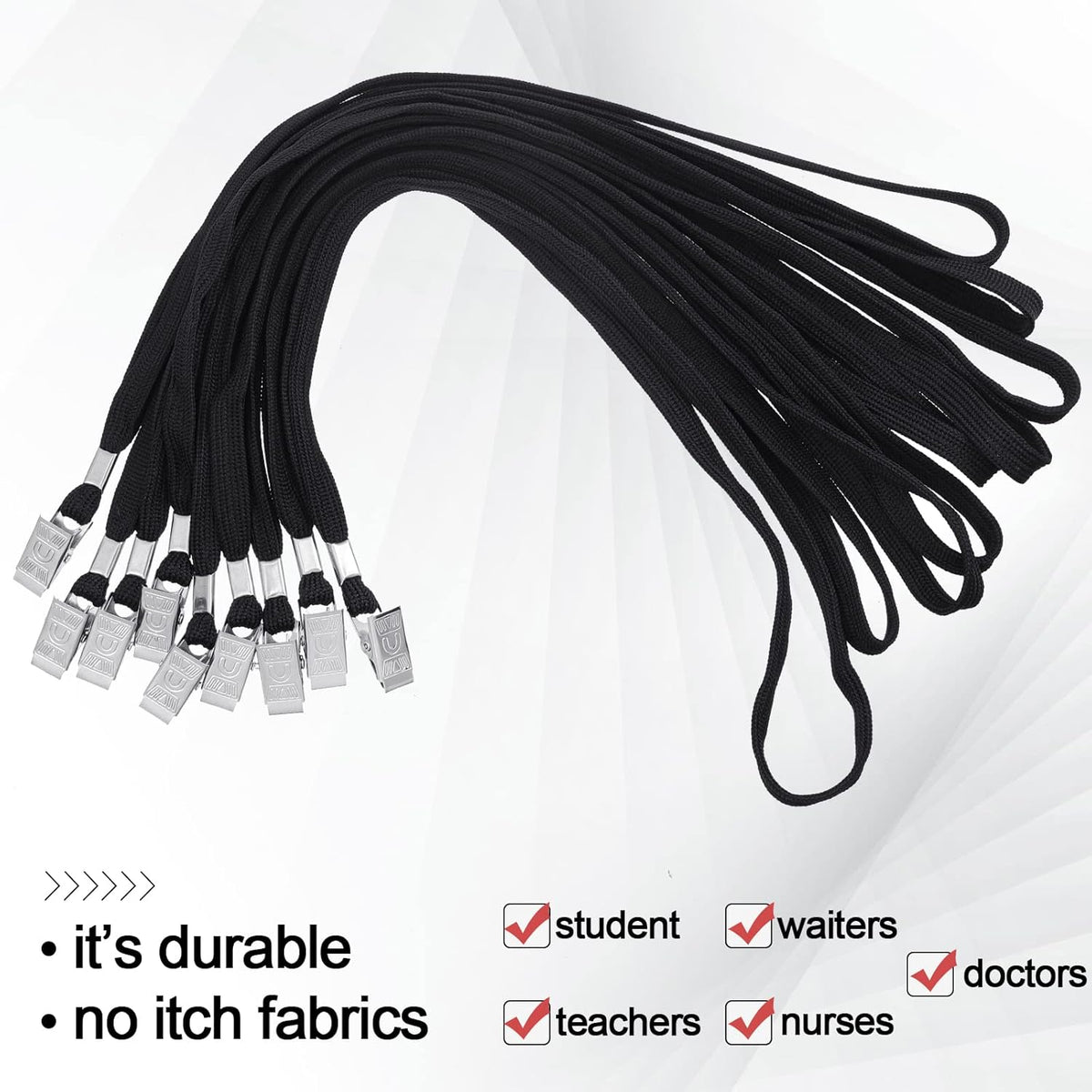 Hoolerry 300 Pcs Lanyards Clips Bulk for ID Name Badge Holder Lanyards Flat with Swivel Hook for Office School(Black)