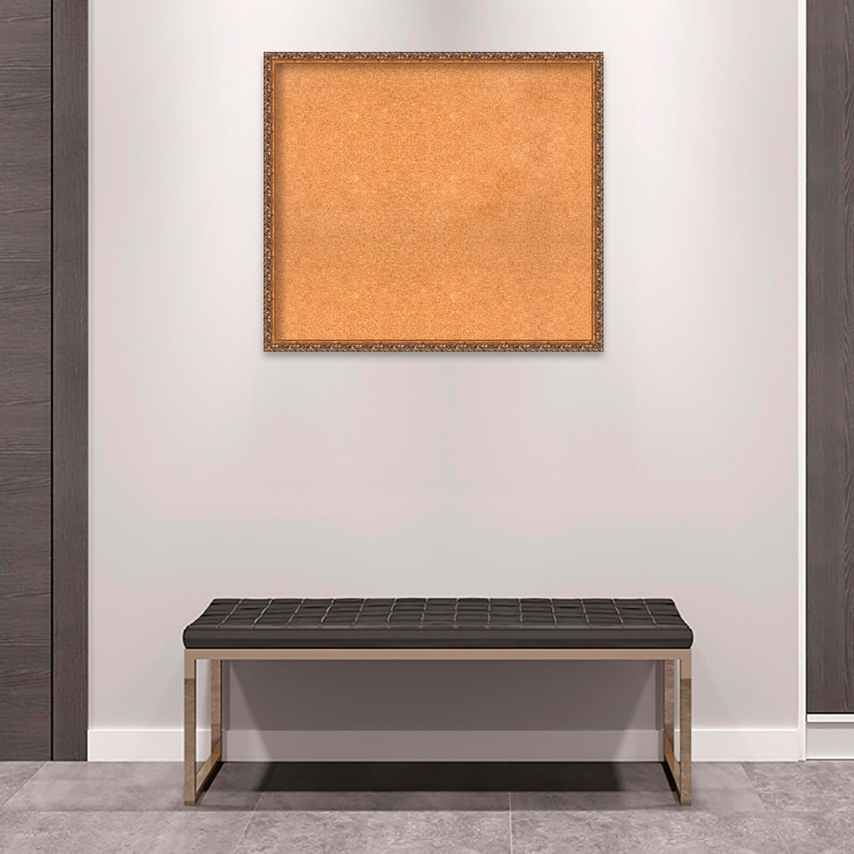 Amanti Art Natural Cork Board for Wall, 30x34 Vision Board with Bronze Frame, Large Corkboard Office Decor for Home Organization, Traditional Corkboard Pinboard to Display Items for Home Organization