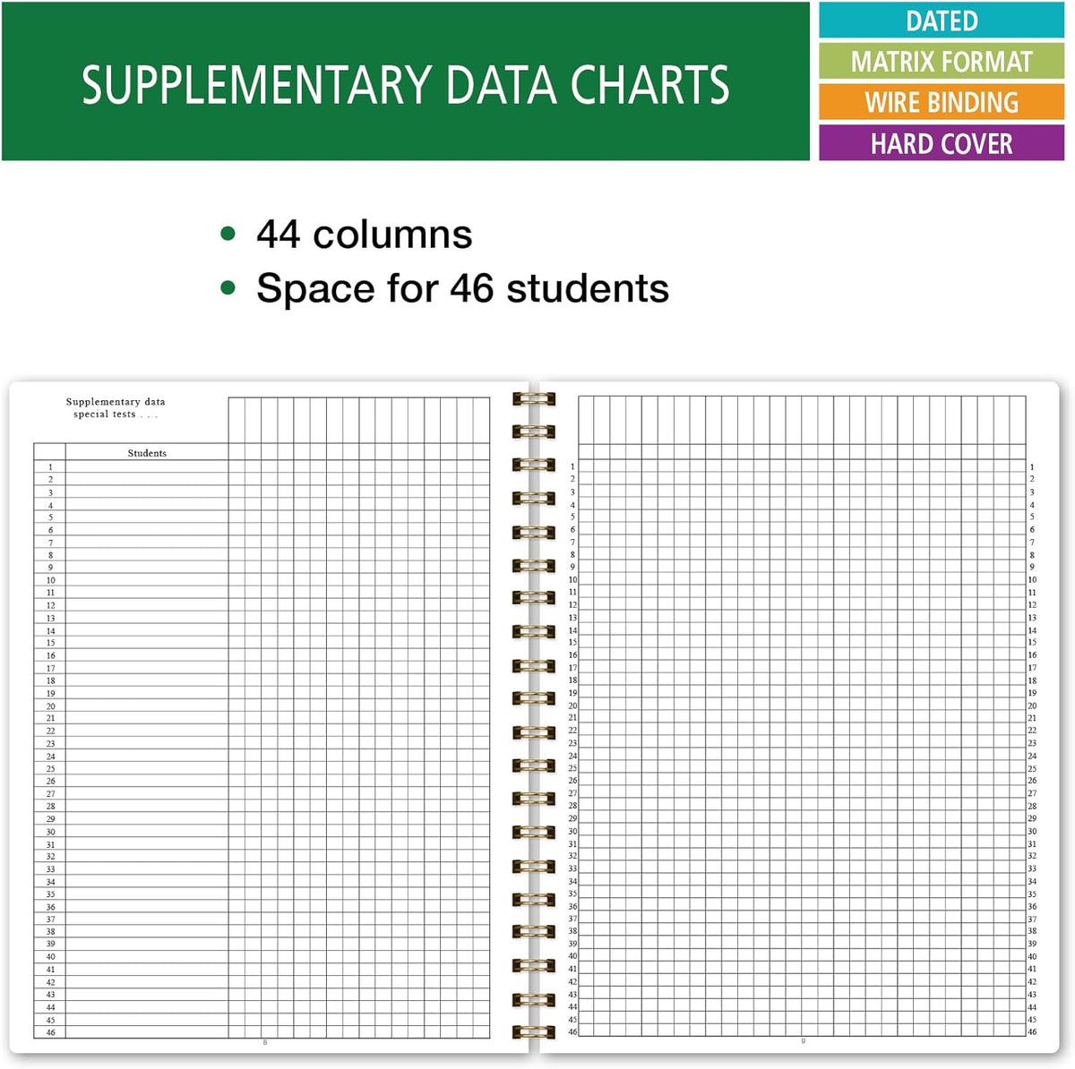 Elan Publishing Company HARDCOVER 7 Period Dated Teacher Lesson Plan; Days Horizontally Across The Top Dated for 2025-2026 Academic Year with Bonus Clip-in Bookmark (Rainbow Gold Marble)