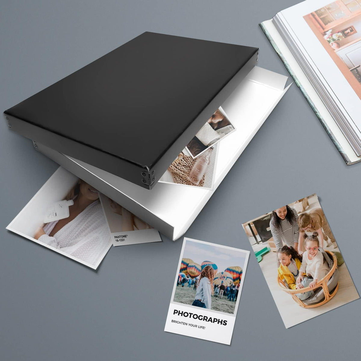 Lineco Museum Archival Storage Box, 11.75x17.75x1.5 in. Drop Front Design. Acid-Free with Metal Edge. Organize Photos, Pictures, Prints, Documents, Crafts, DIY. Black, 1 Pack