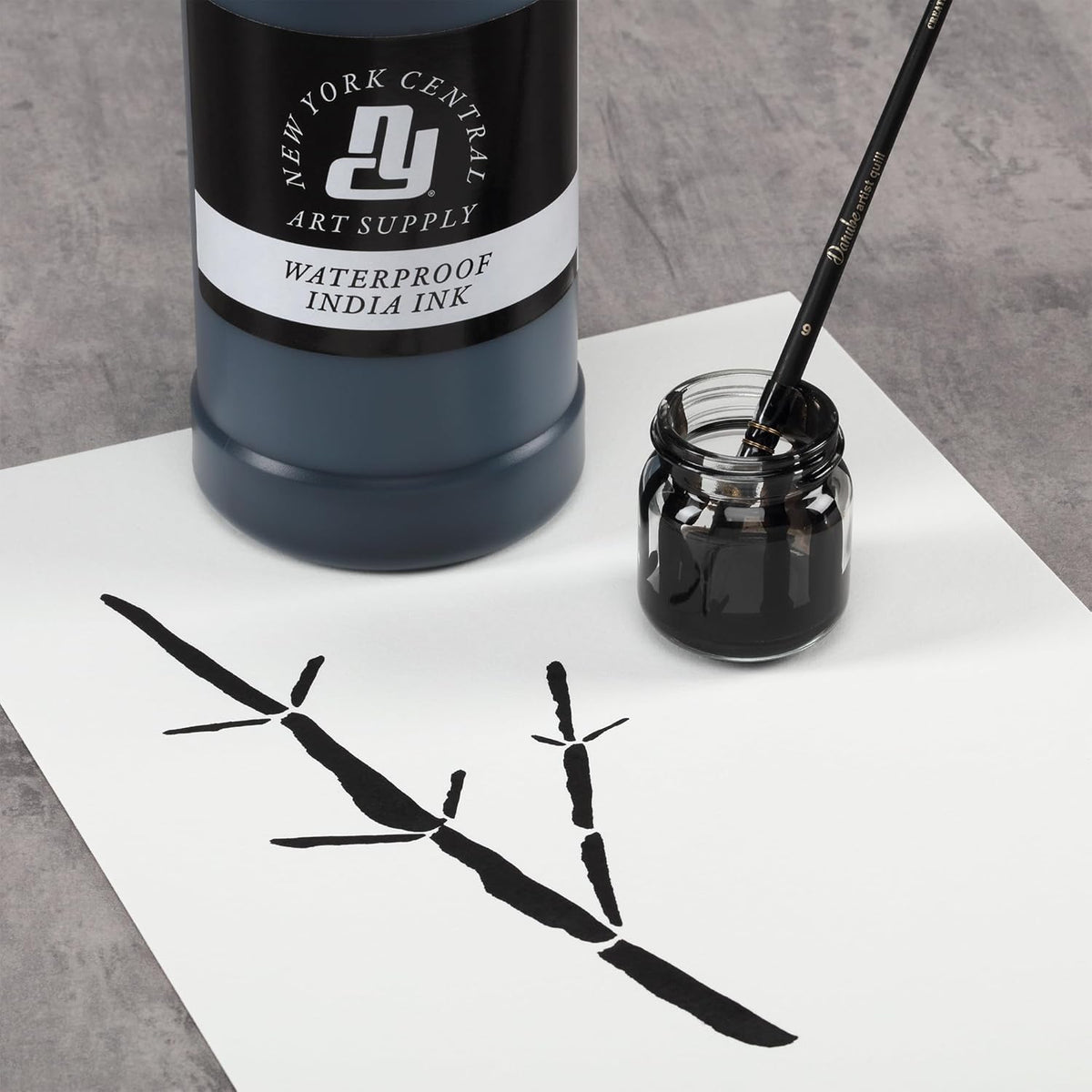 New York Central® India Ink 32oz Bottle - Make an Impact with Matte Black India Ink, Perfect for Artists, Calligraphy, Illustrations, & More