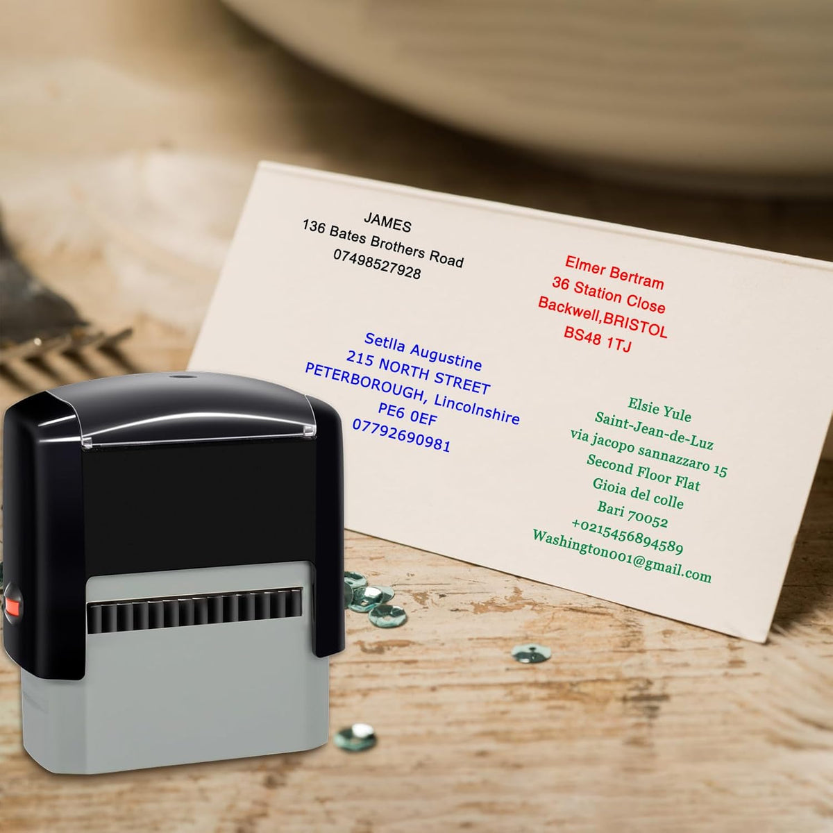 70x25mm Personalized Stamp Custom Self-Inking Business Address Rubber Stamps Customized with Name Date Signature Return Address Up to 5 Lines