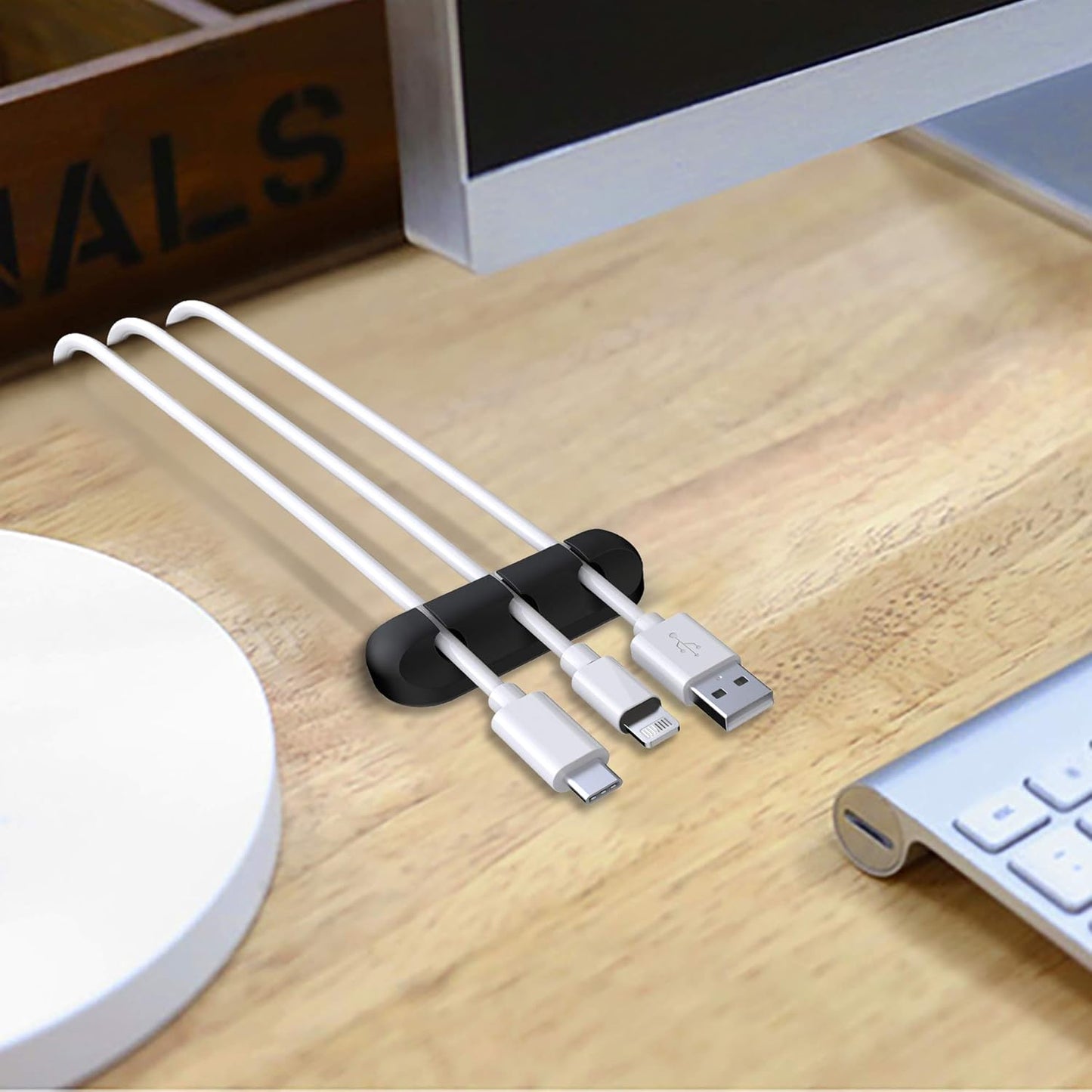 SOULWIT Cable Holder Clips, 3-Pack Cable Management Cord Organizer Clips Silicone Self Adhesive for Desktop USB Charging Cable Nightstand Power Cord Mouse Cable Wire PC Office Home