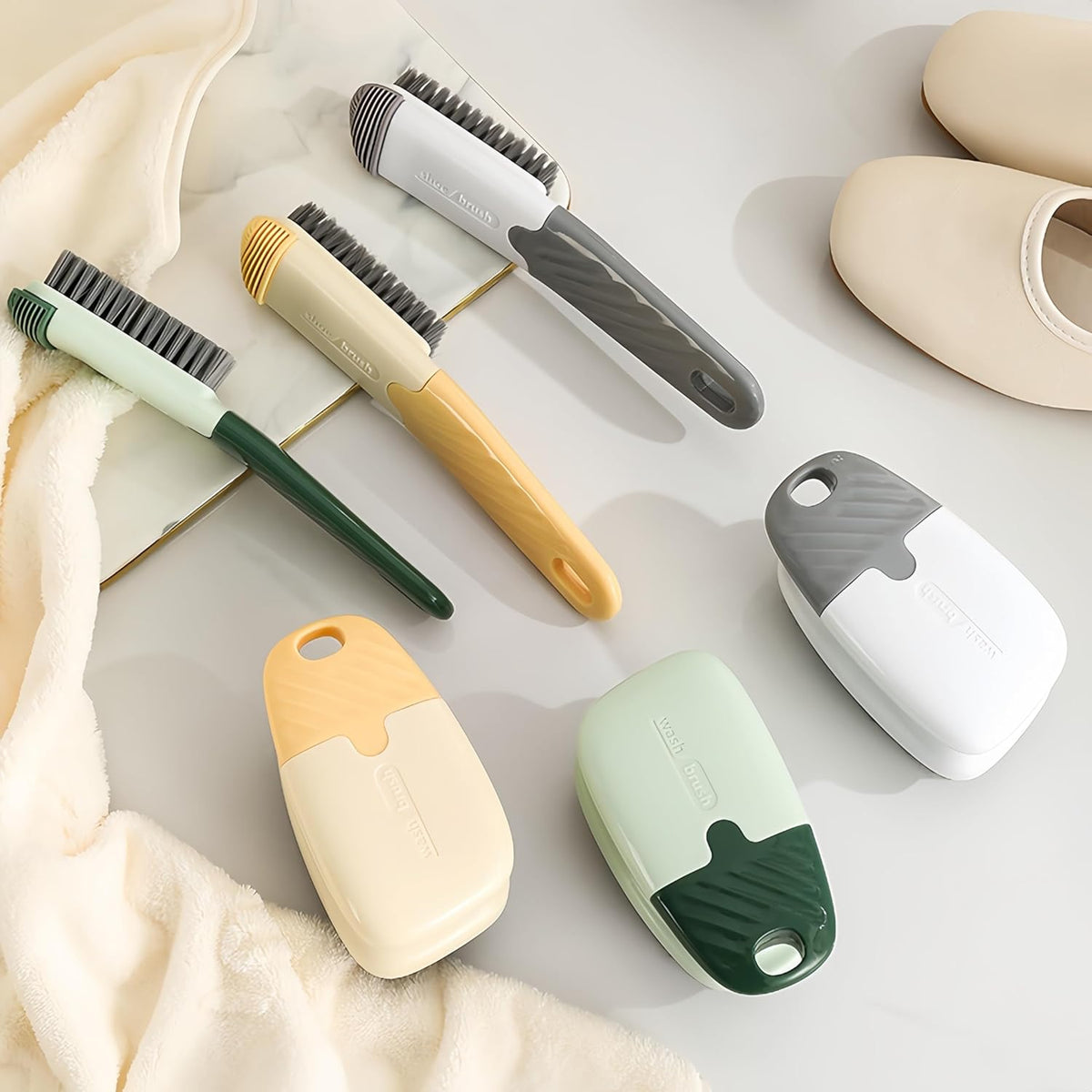 Cleaning Brush Household Small Laundry Brush for Soft Bristle Scrub Clothes Shoe Underwear Fabric Hand Cleaning Brush (B-Gray)