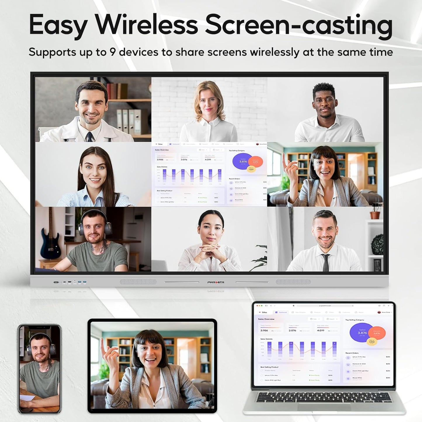 Smart Board | 75" Interactive Whiteboard | 4K UHD | Android 13 | 8+128GB | Digital Whiteboard, Electronic White Board for Classroom Home Office | Wall Mount Included