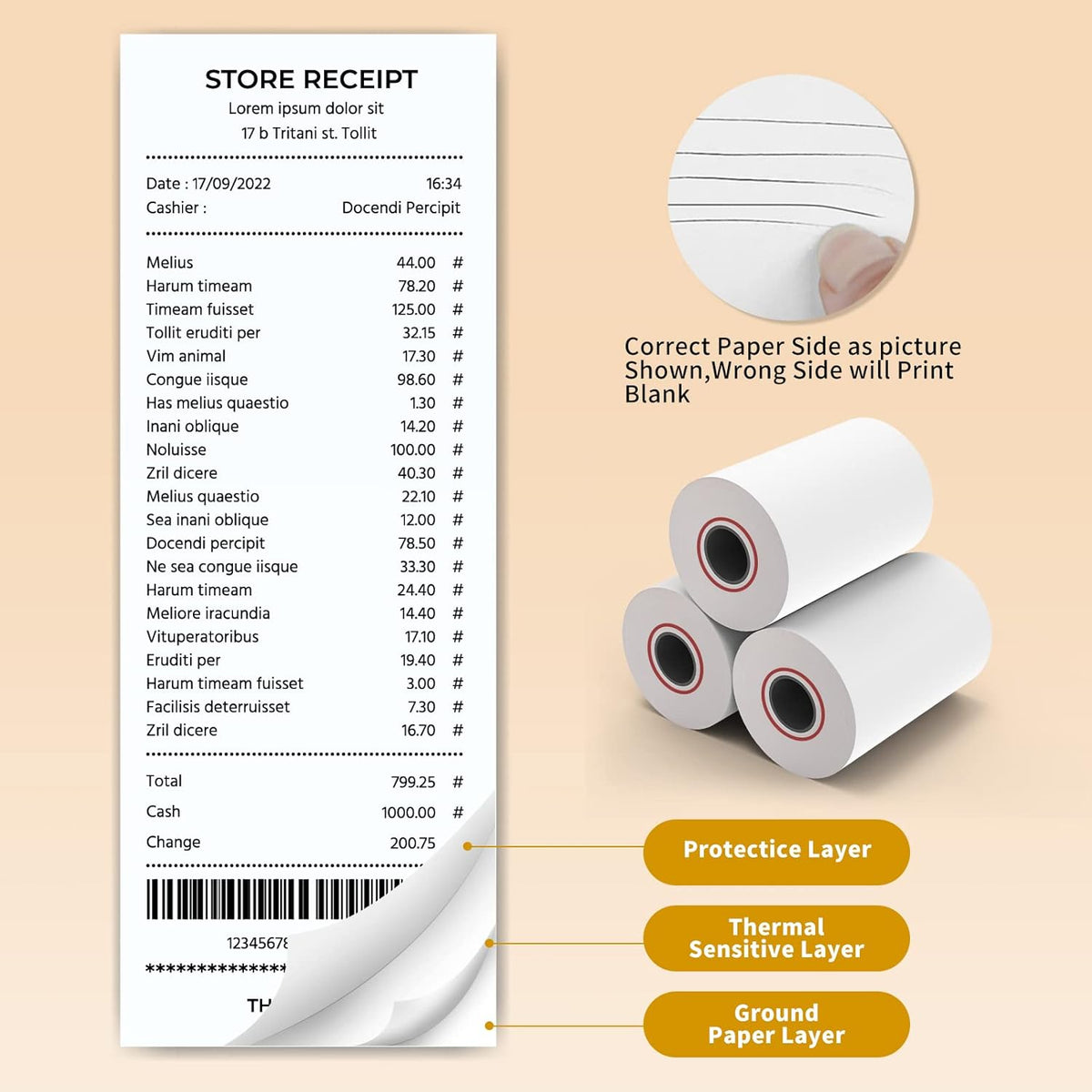 MFLABEL® 800 Rolls 2 1/4" x 85' Thermal Paper Cash Register POS Receipt Paper