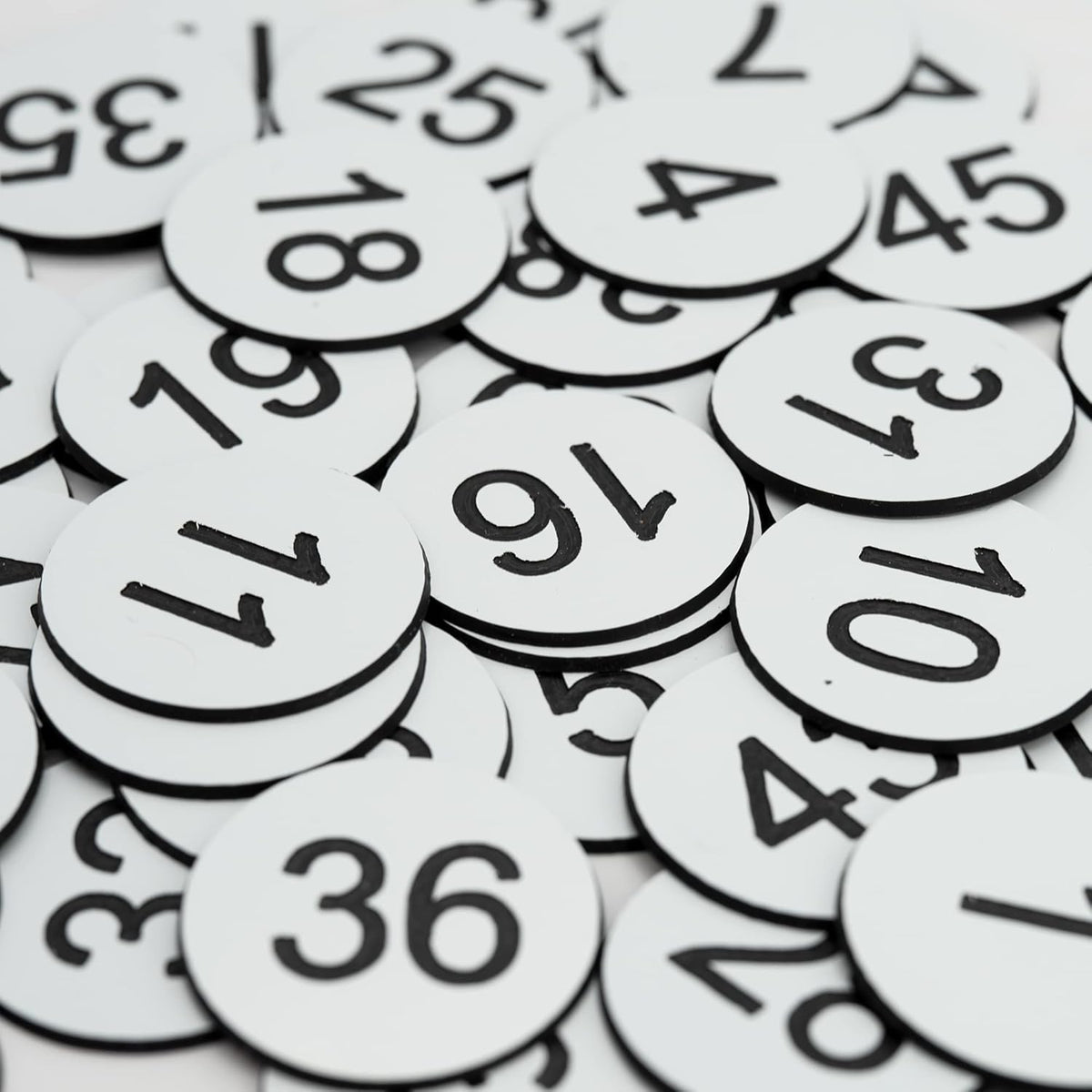 StayMax Plastic Number Tags Engraved Numbered Tags Without Hole (1-50, White)