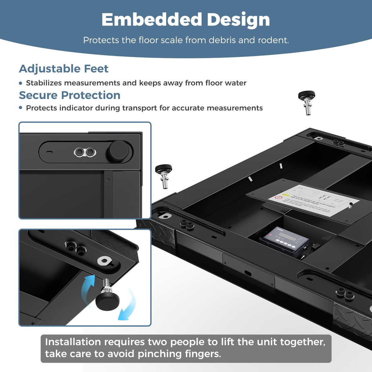 36"x36" Industrial Floor Scale, Heavy-Duty Warehouse Scale with Digital Indicator, Accurate Pallet Scale for Postal Luggage Shipping Mailing Weighing, 5000 lb x 1 lb, Black