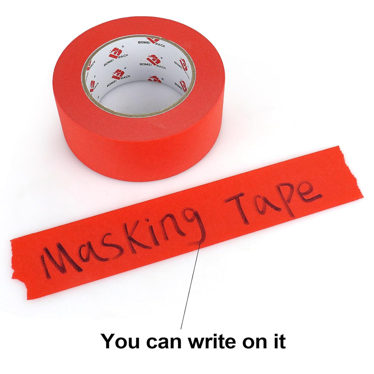 BOMEI PACK Red Painters Tape 2 inch Wide, 3 Rolls Red Masking Tape 2 inch x 60 Yards (180 Total Yards) Residue-Free Painting Tape for Labeling, DIY Crafting, Decoration and School Projects