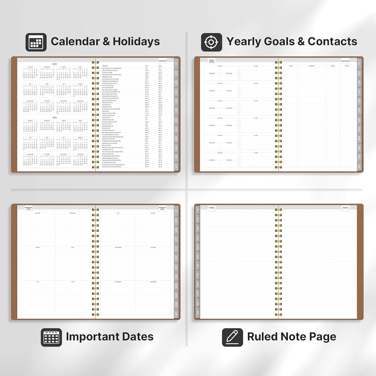 GETINK Appointment Book 2025-2026 Weekly Daily Hourly Planner 8.5"x11" Spiral Bound, Jul. 2025 - Jun. 2026, Laredule Appointment Planner 2025 with 15-Minute Increments, Flexible Cover, Gold