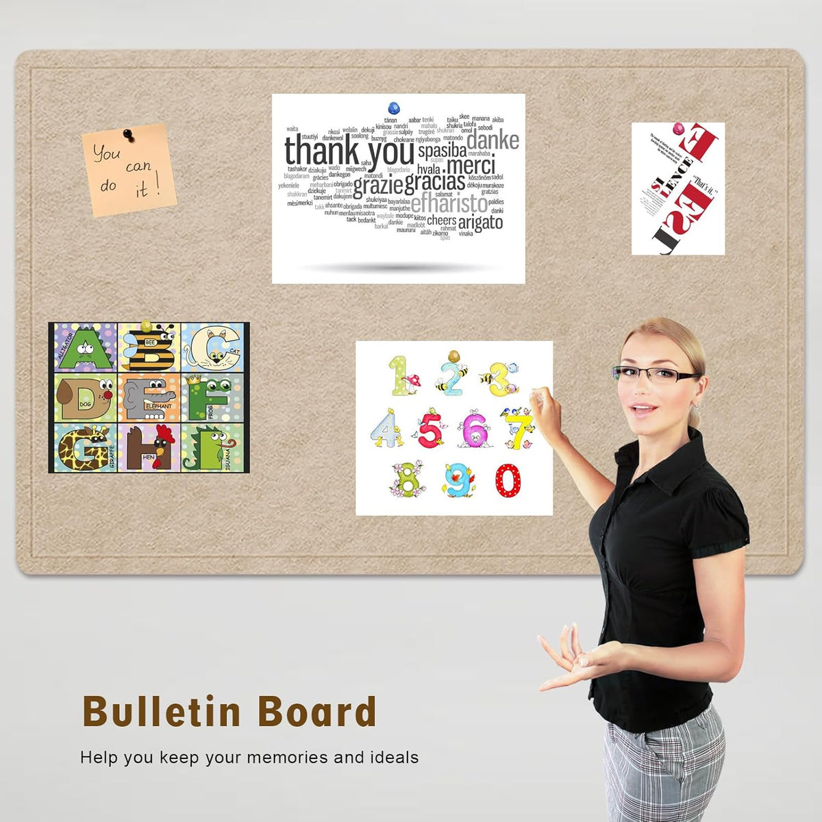 Large Bulletin Board - 72 X 48 inches Cork Board with 30 Pushpin, 6' x 4' Cork Board for Walls Pin Board, Self-Adhesive Felt Board Vision Board Foldable Photo Board for Wall (Beige Brown)
