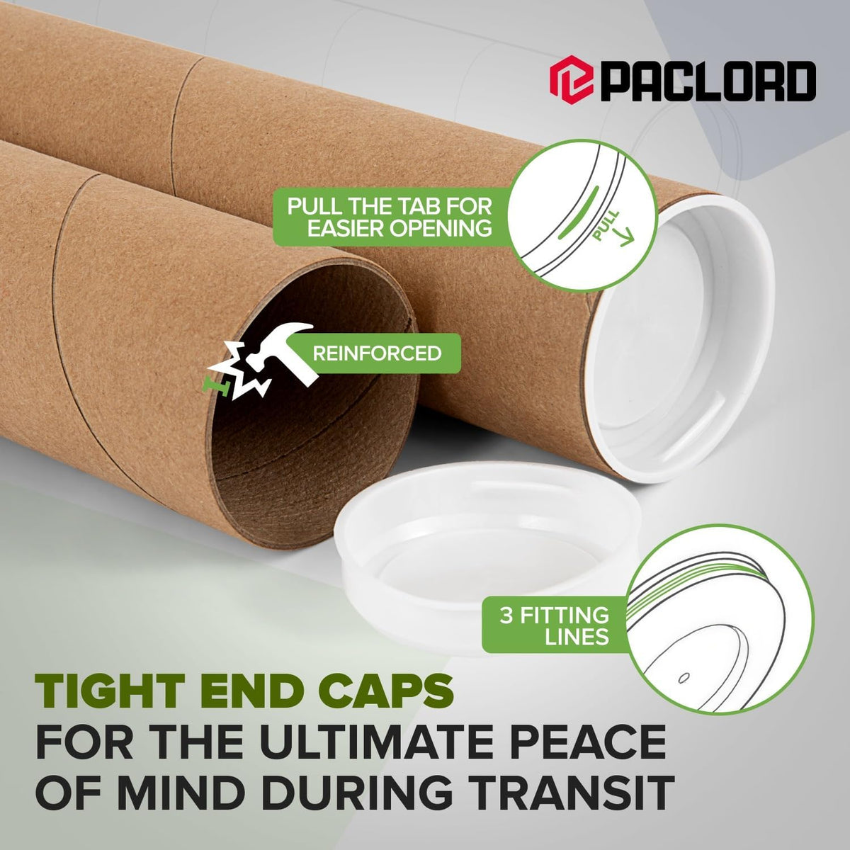 3" x 48" Reinforced Kraft Paper Mailing Tube, Pack of 6 Tubes with 12 Caps – Secure USPS Approved Poster Tube – Cardboard Tube for Shipping and Storing Posters, Prints, Artwork, or Documents