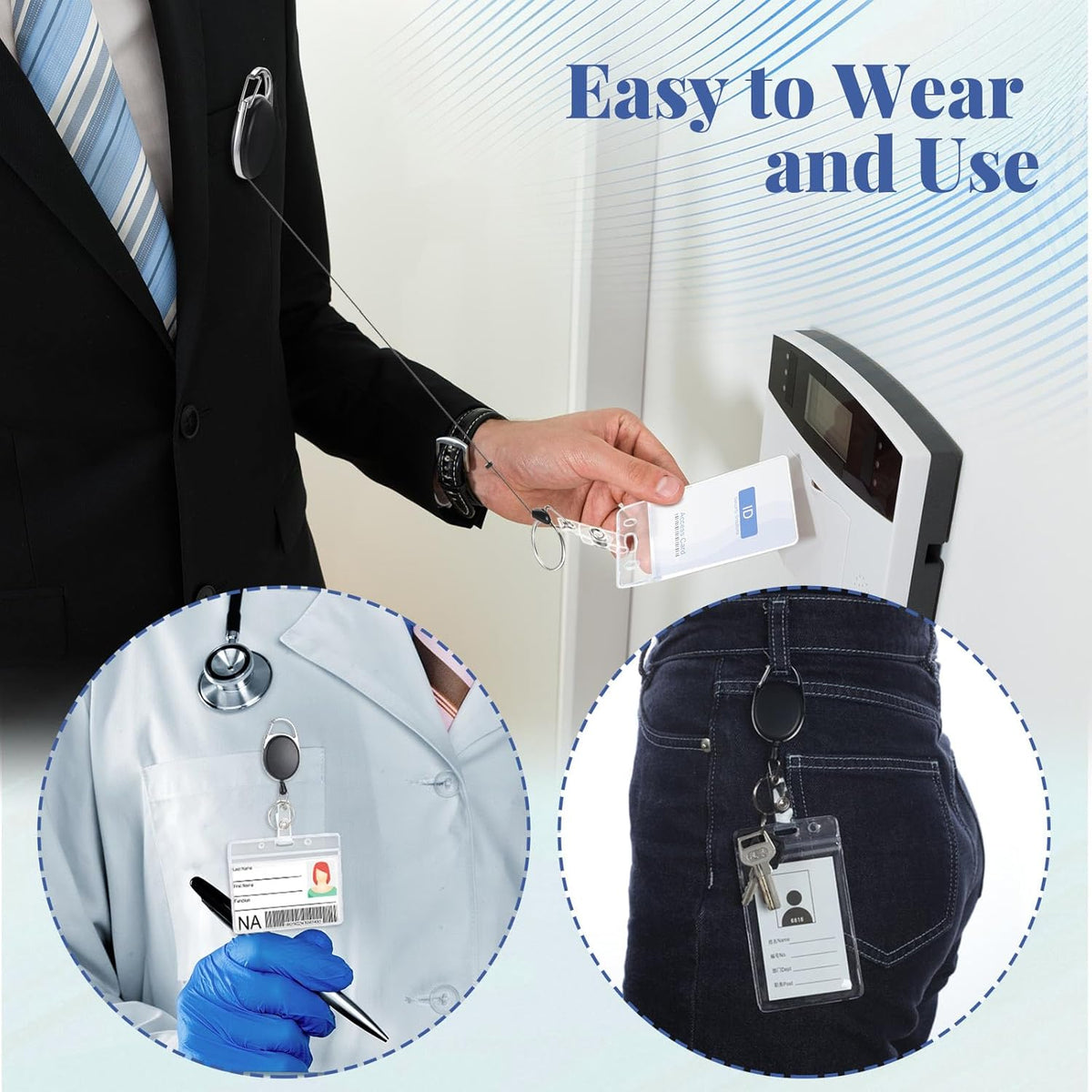 Honoson 110 Pcs Black Heavy Duty Retractable Badge Reels Batch ID Badge Holder Retractable Clip Bulk Key Holder with Ring for Office Worker Employee Doctor Nurse Gifts