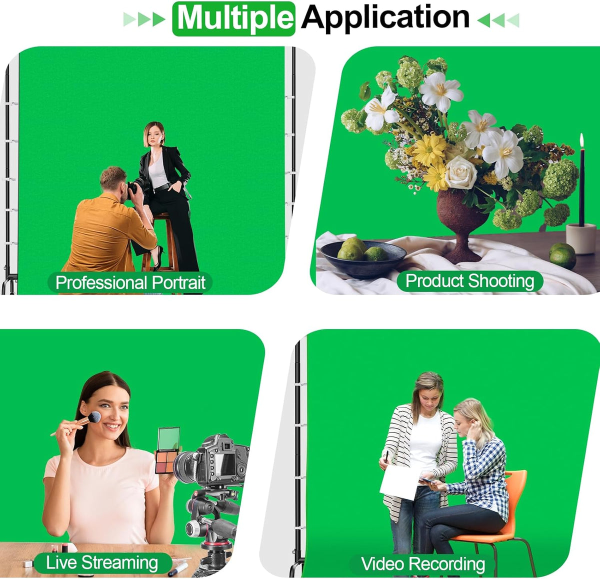 EMART 7x10ft Green Screen Backdrop Kit with Movable Stand, Large 9.5x9.5ft Photography Greenscreen Background Adjustable Frame with Wheels for Photo Shoot, Live Streaming, Video Recording