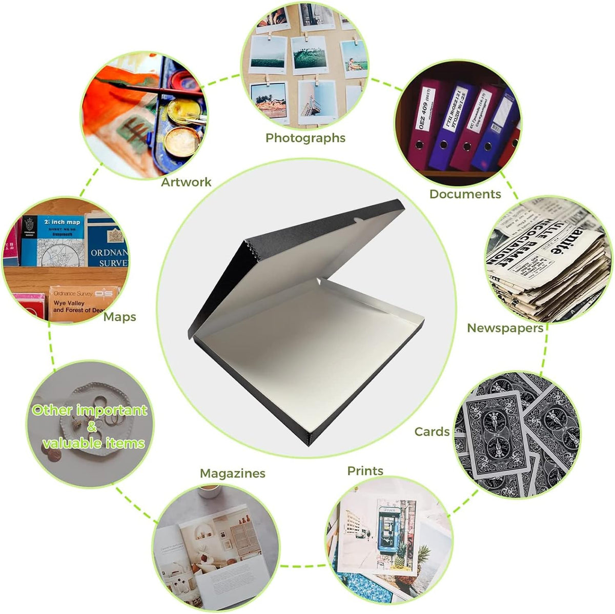 Lineco Folio Storage Box, Clamshell Design with Metal Edge. 18.5x24.5x1.75 Inches, Archival Boxboard, Preserve Photos, Cards, Magazines, Documents, Art, Ephemera, Family Records, Black, Pack of 2